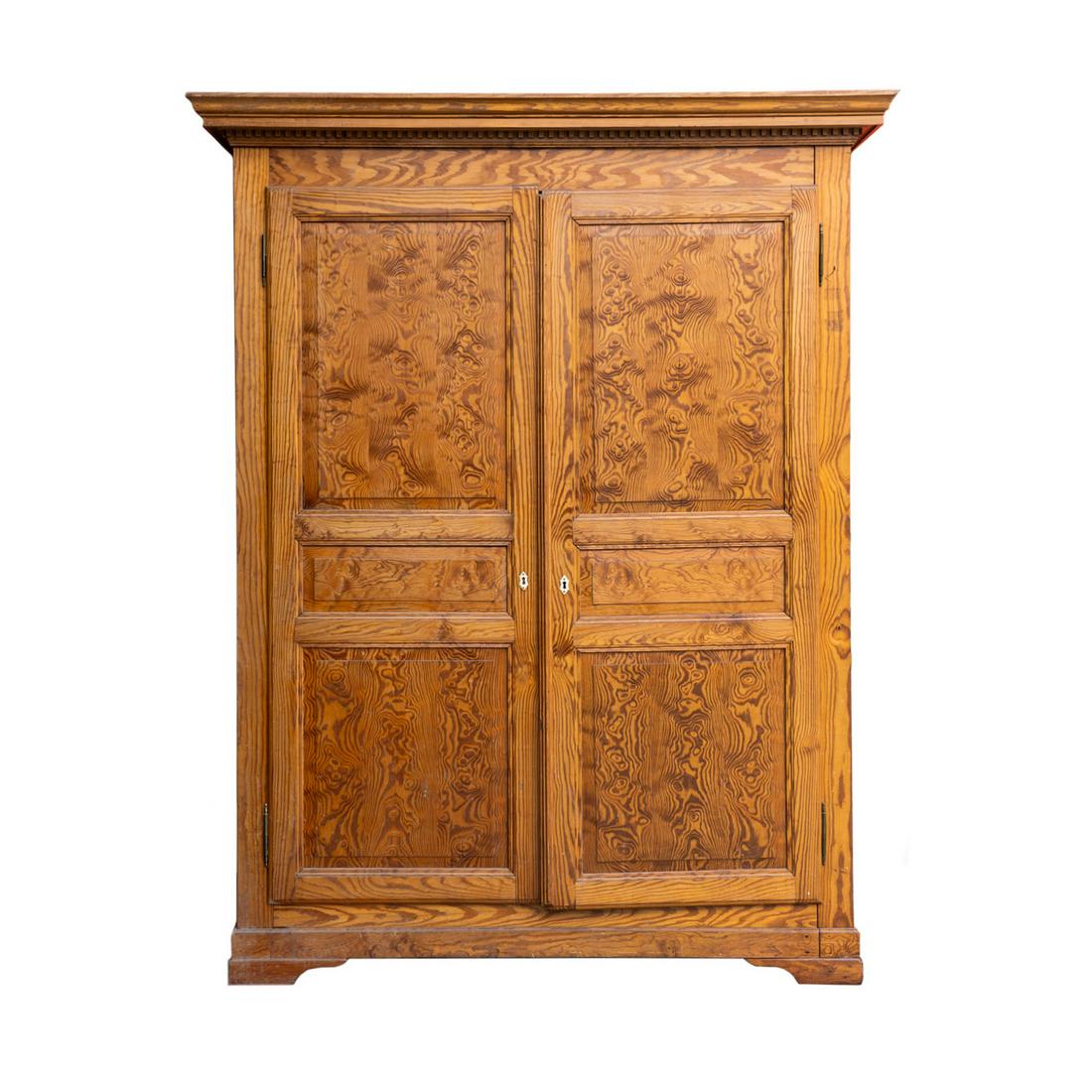 Monumental Federal Style Rare Curly Pine Armoire (1 of 19)