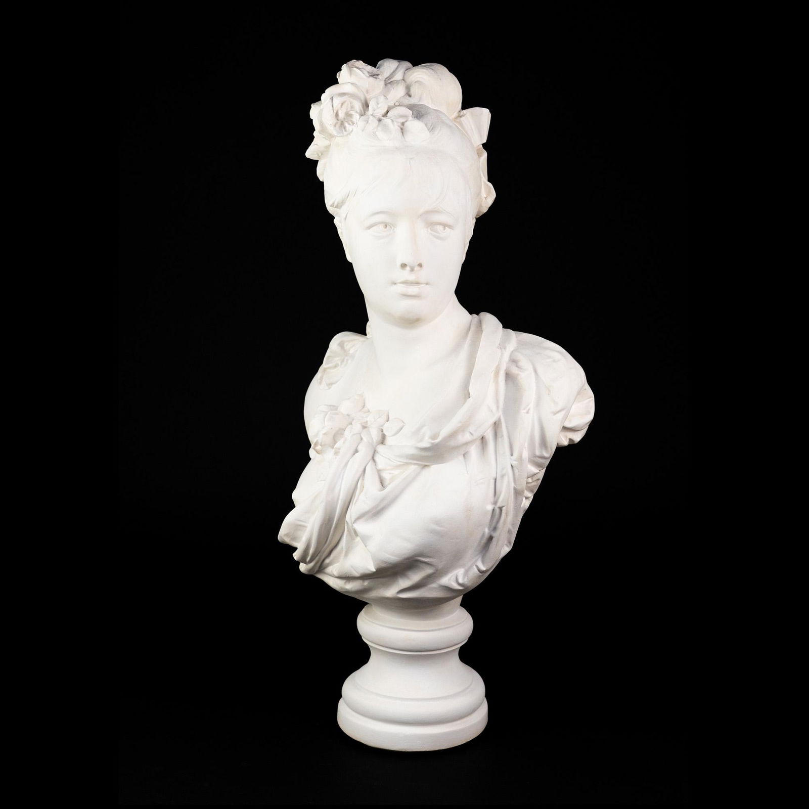 After A.E. Carrier-Belleuse Bisque Porcelain Bust of Young Woman (1 of 14)