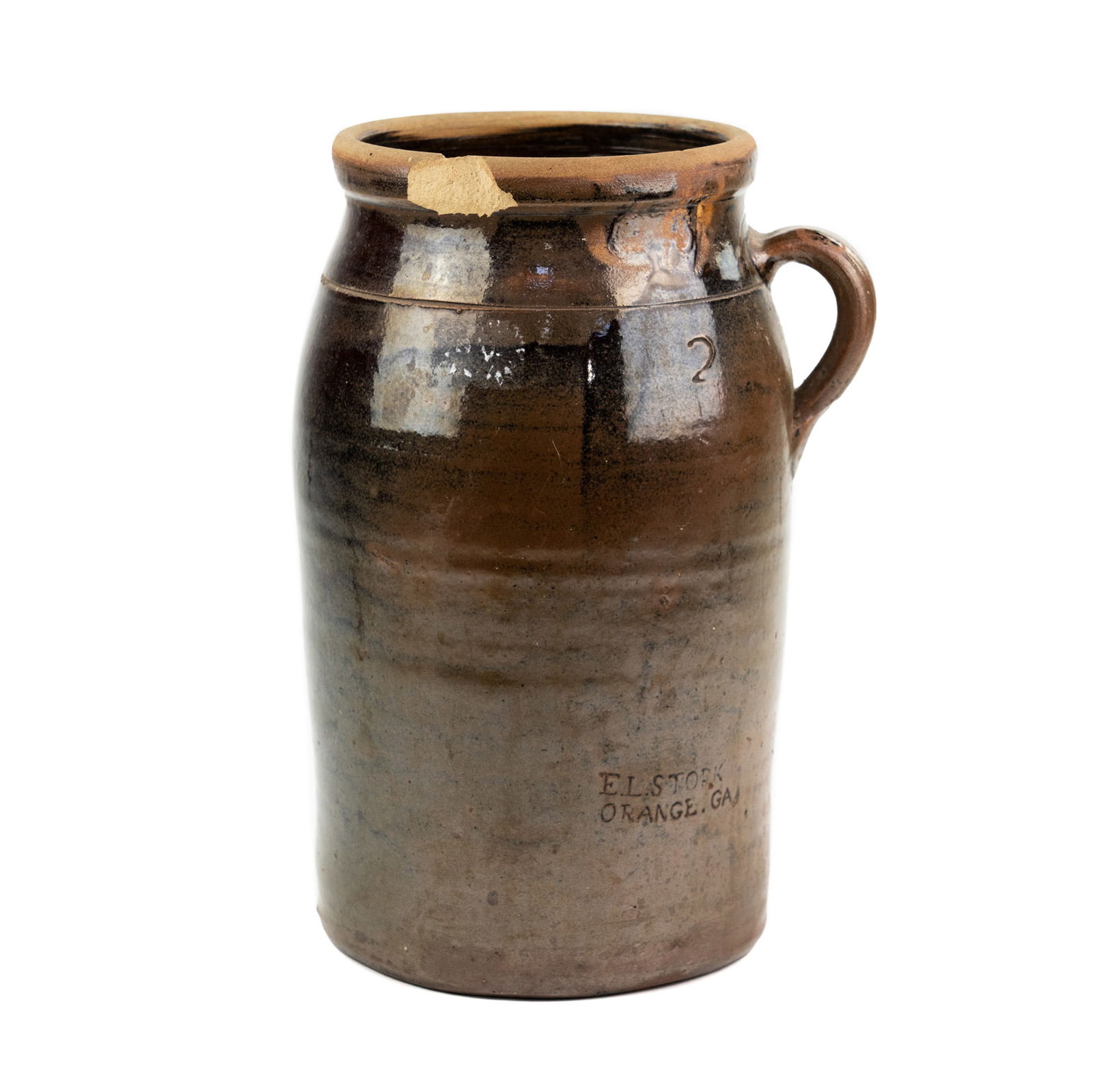 Edward Leslie Stork Stoneware 2 Gal. Churn (1 of 9)