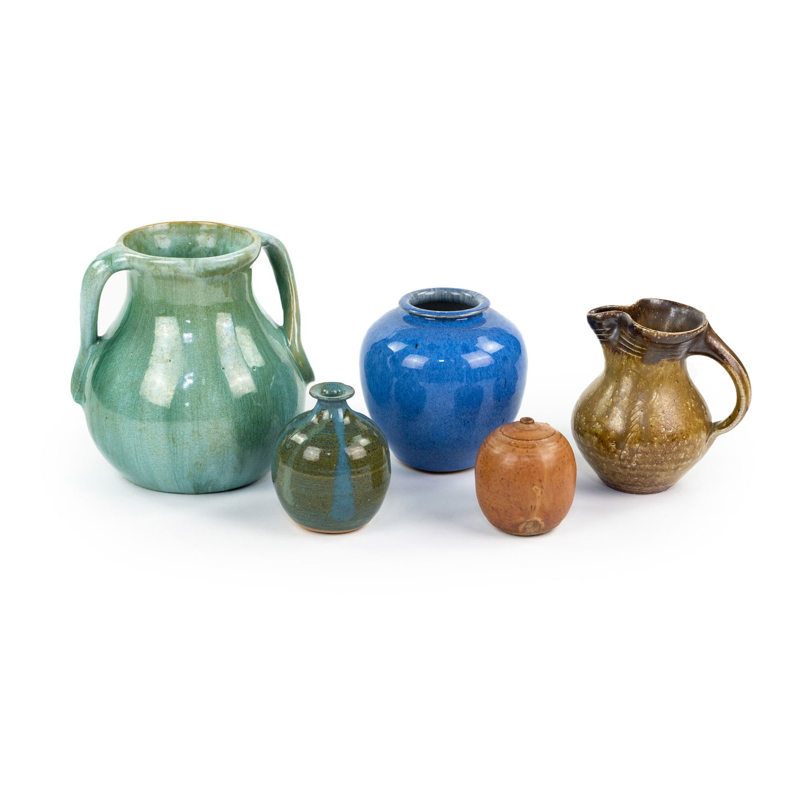 (5) Assorted Hand Thrown Multi-Colored Ceramic Vessels (1 of 10)