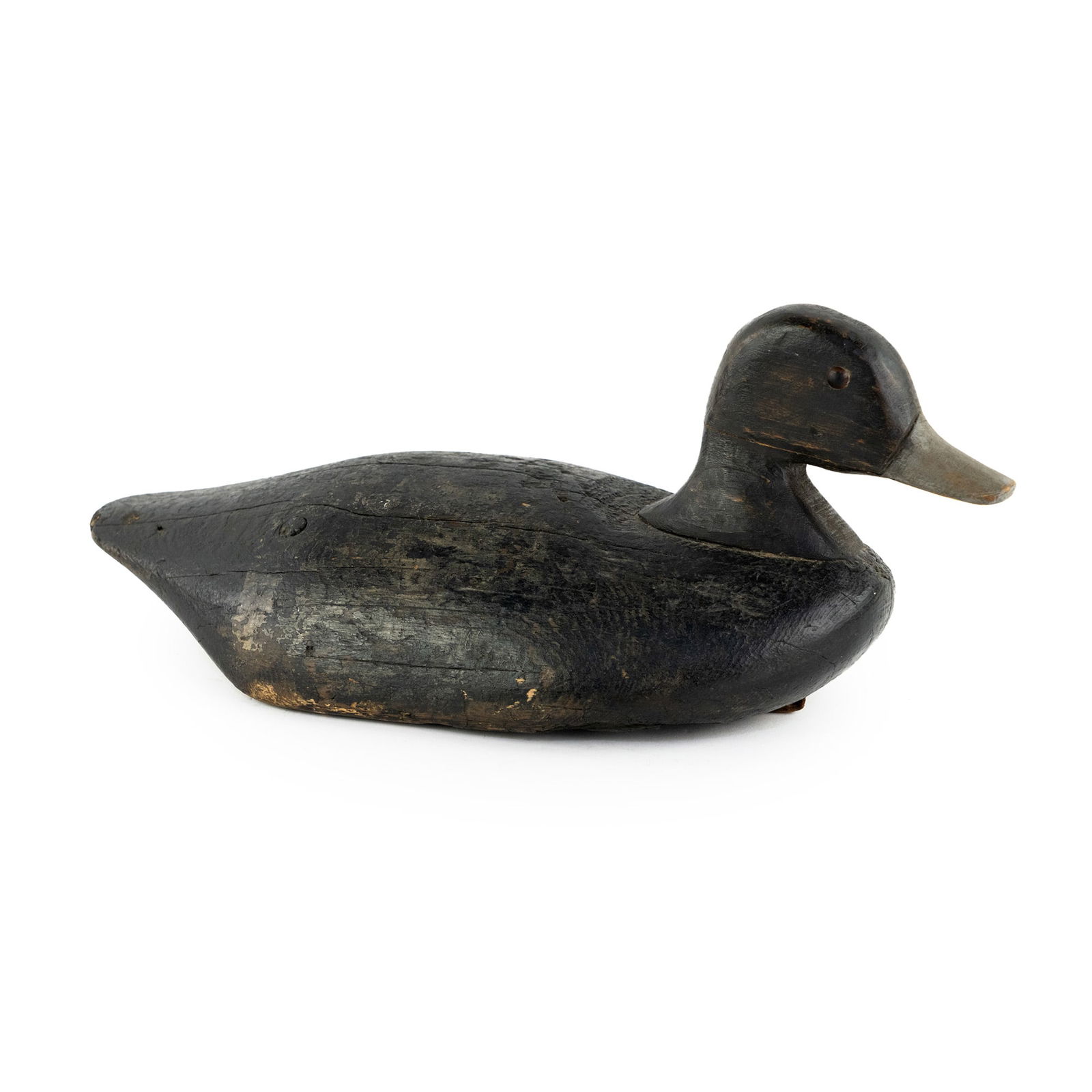 Antique Hand Carved Black Wood Duck Decoy (1 of 6)