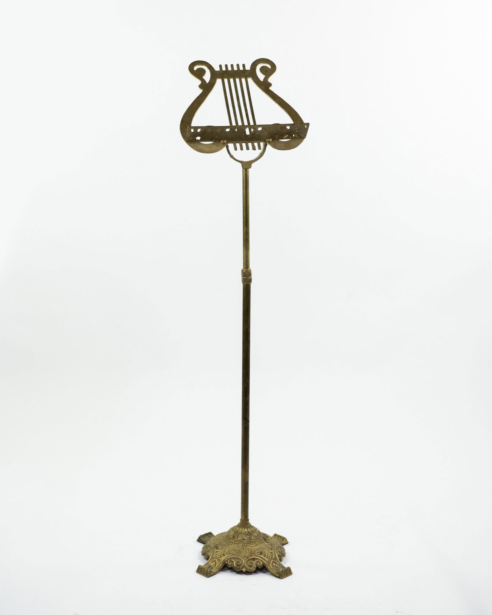 Adjustable Lyre Form Cast Brass Music Stand (1 of 6)