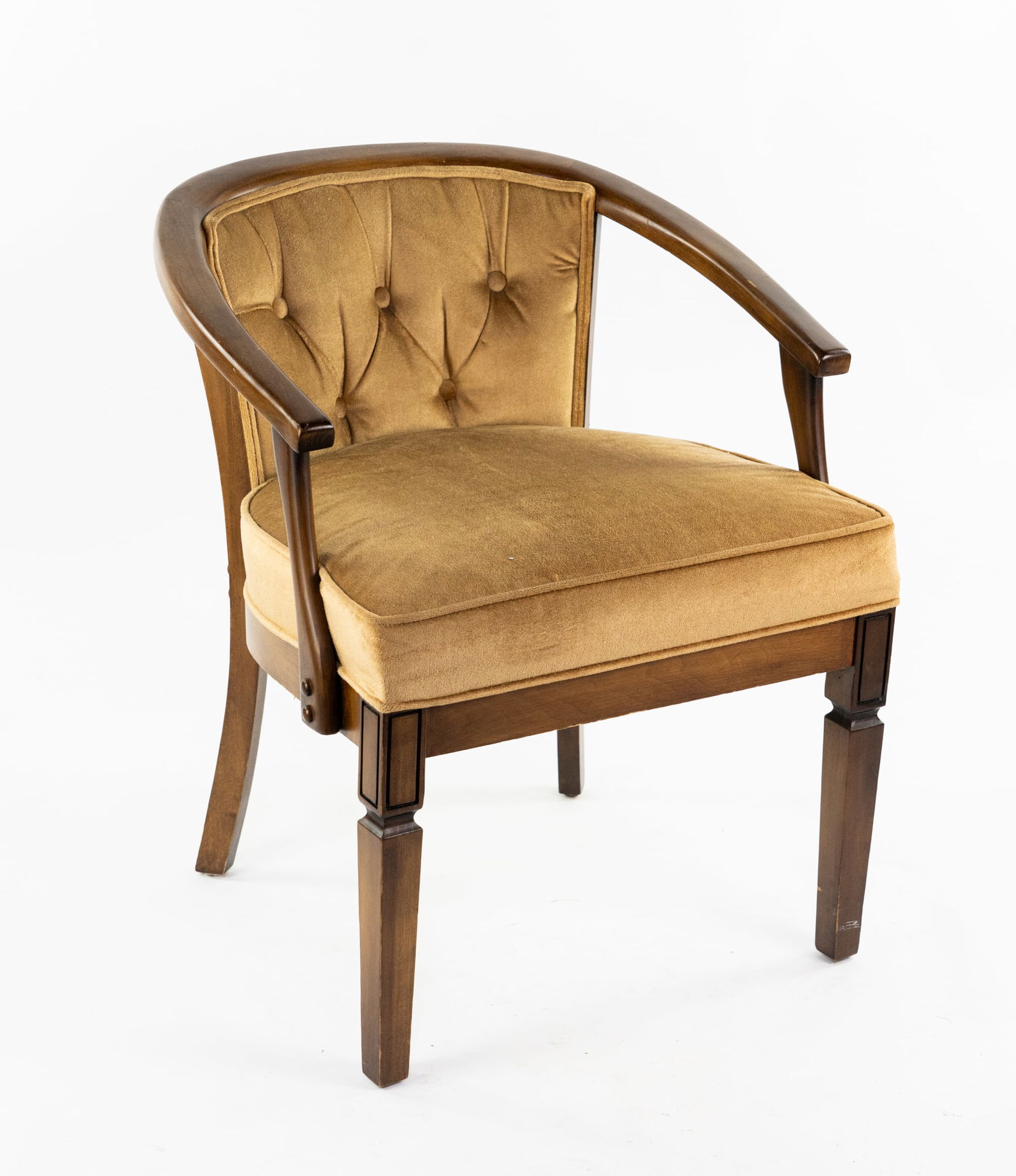 Mid Century Barrel Back Tufted Armchair (1 of 5)