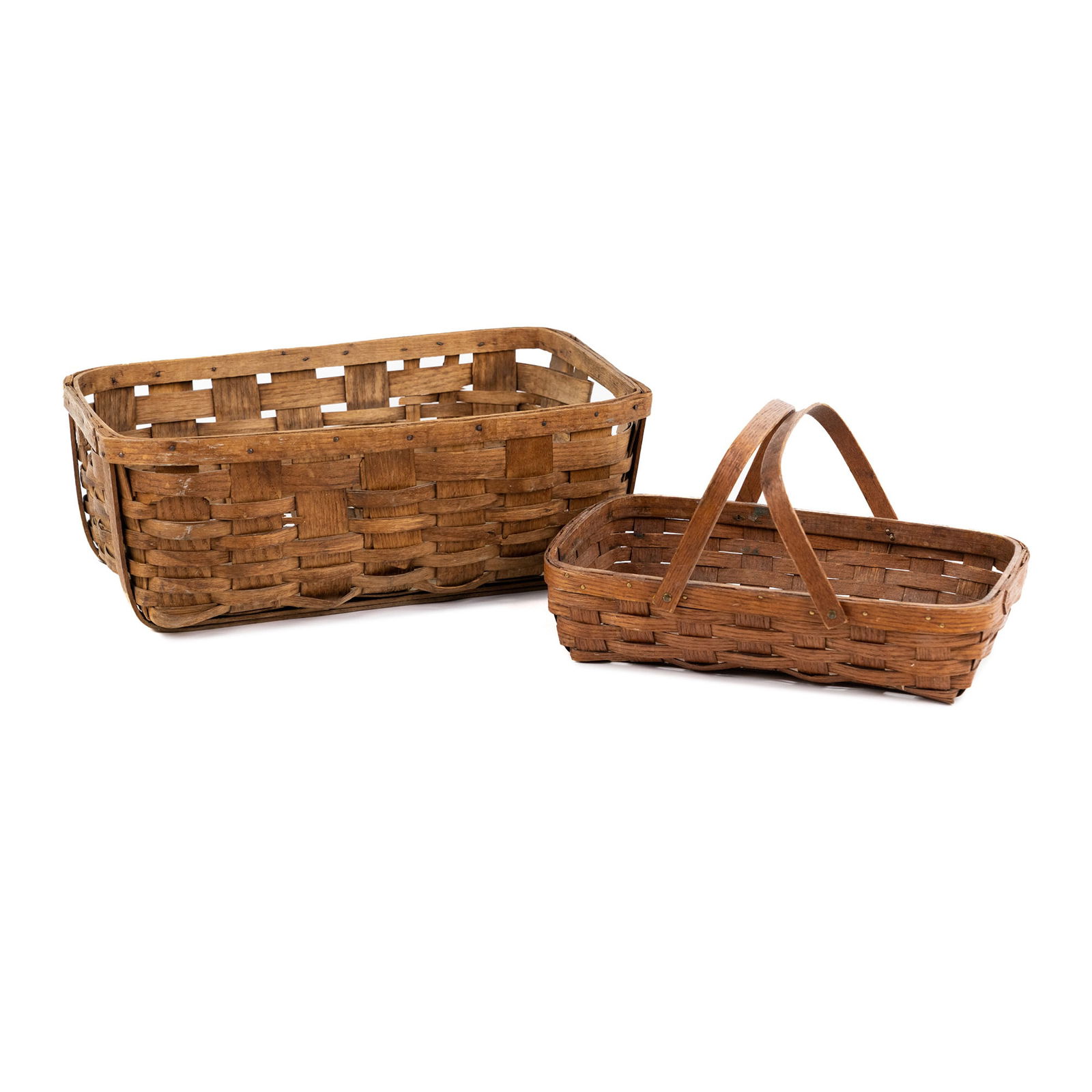 (2) Vintage Shaker Woven Wood Splint Baskets (1 of 11)
