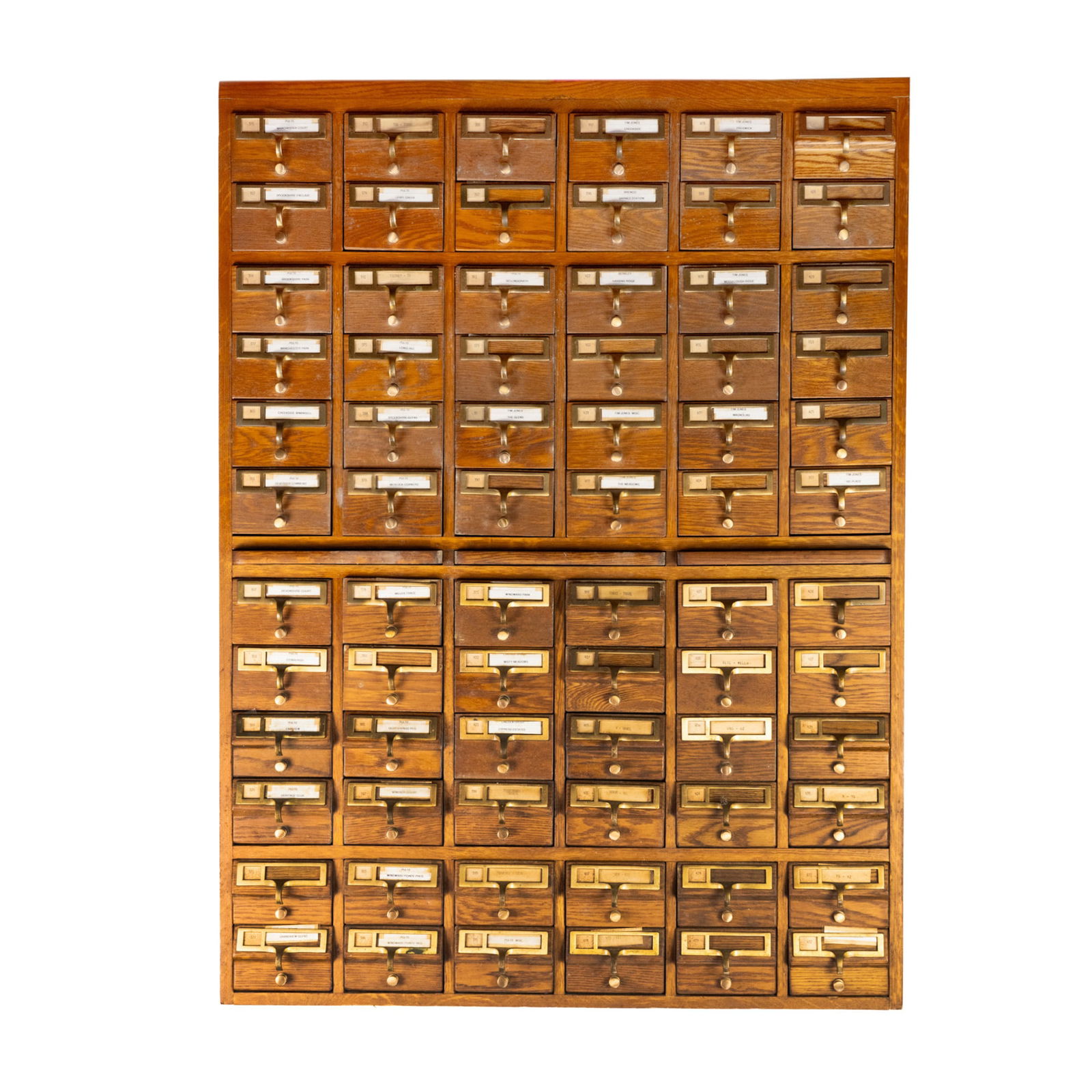 Large Oak Library 72 Compartment Card Catalog Cabinet (1 of 13)