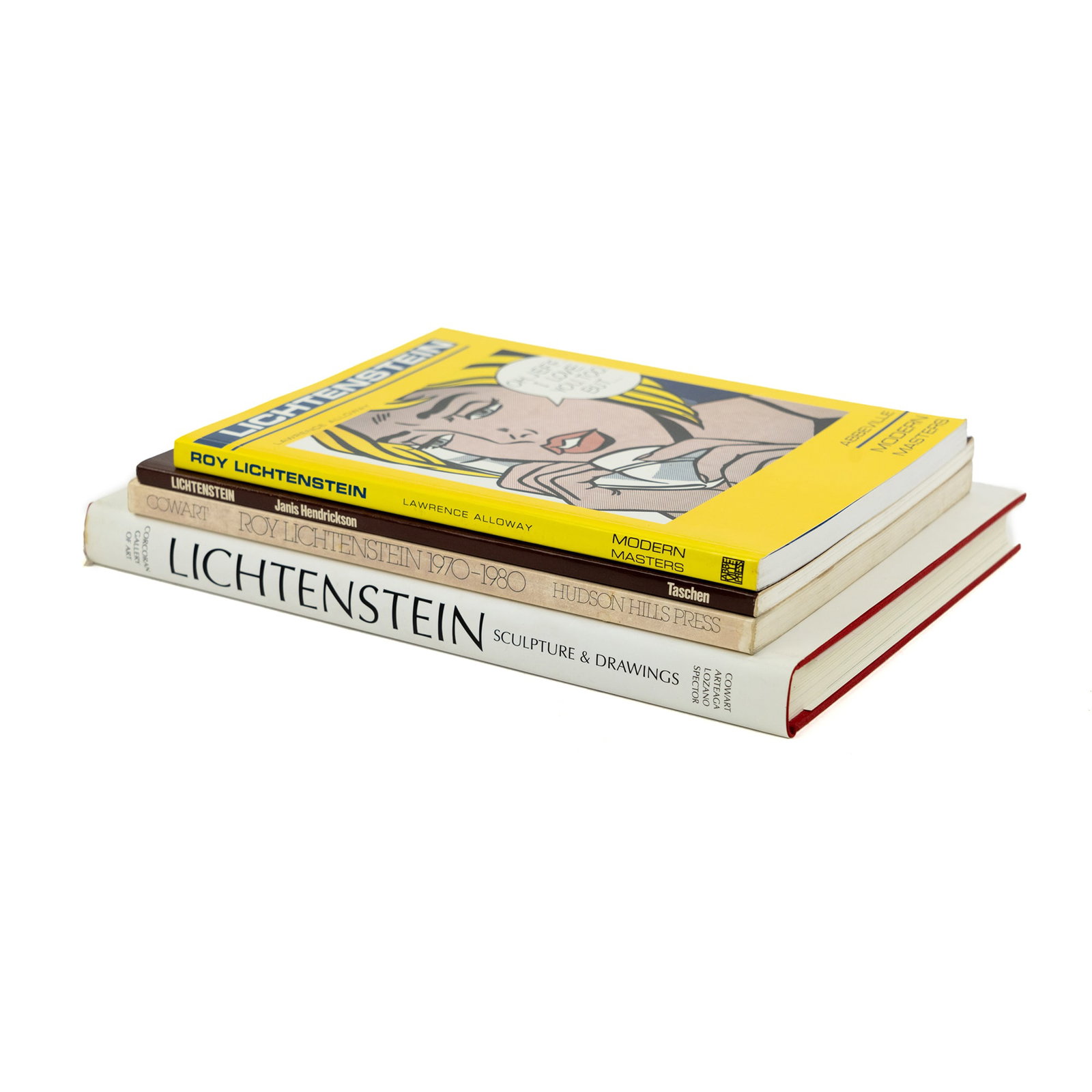 (4) Group of Art Books About Roy Lichtenstein: A group of (4) art books about the works of Roy Lichtenstein including: 'Modern Masters: Roy Lichtenstein', 'Lichtenstein' by Janis Hendrickson, 'Lichtenstein Sculpture and Drawings', and 'Roy Lichten