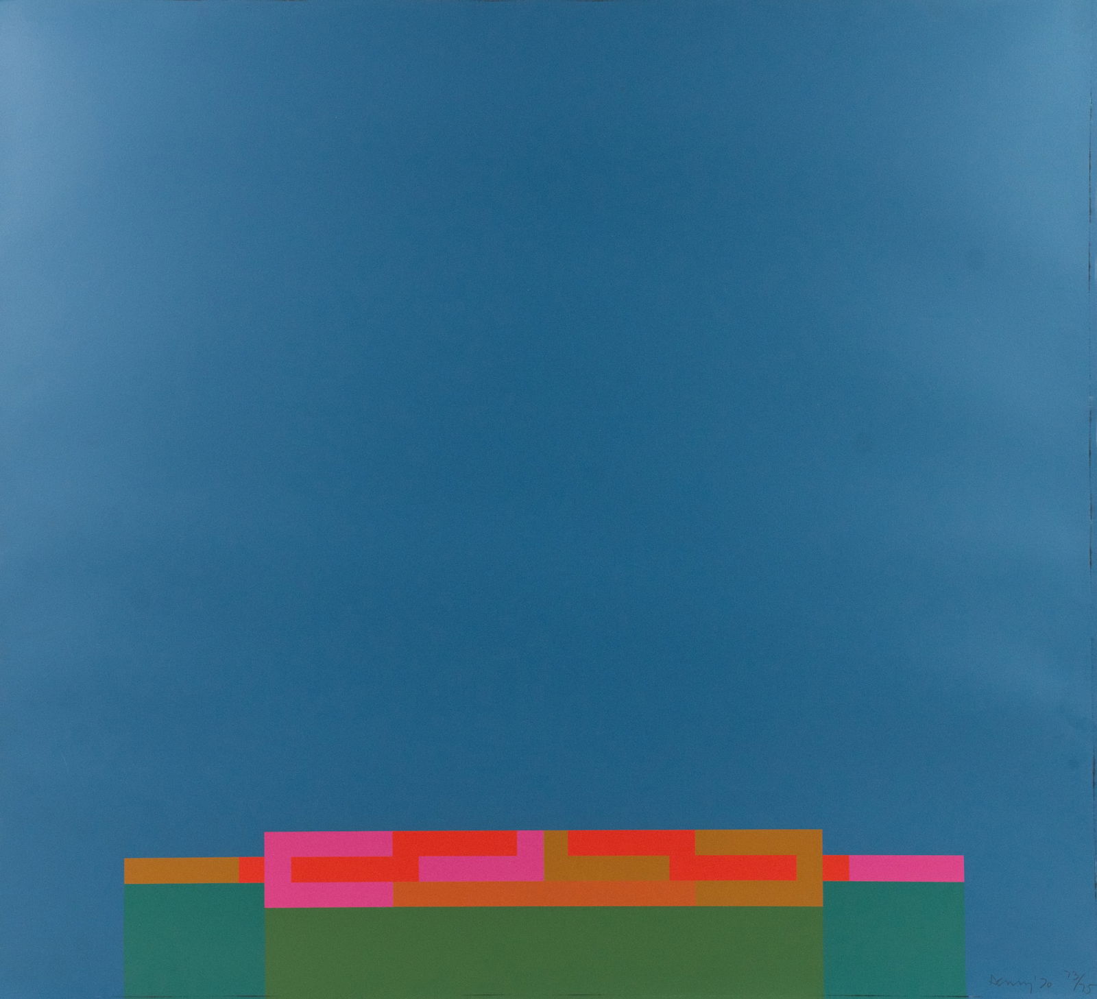 Robyn Denny 'Light of the World' Limited Screenprint: A Robyn Denny (English, 1930-2014) screenprint on paper from his 'Light of the World' series. Pencil signed, dated '70', and editioned '73/75'. Unframed.