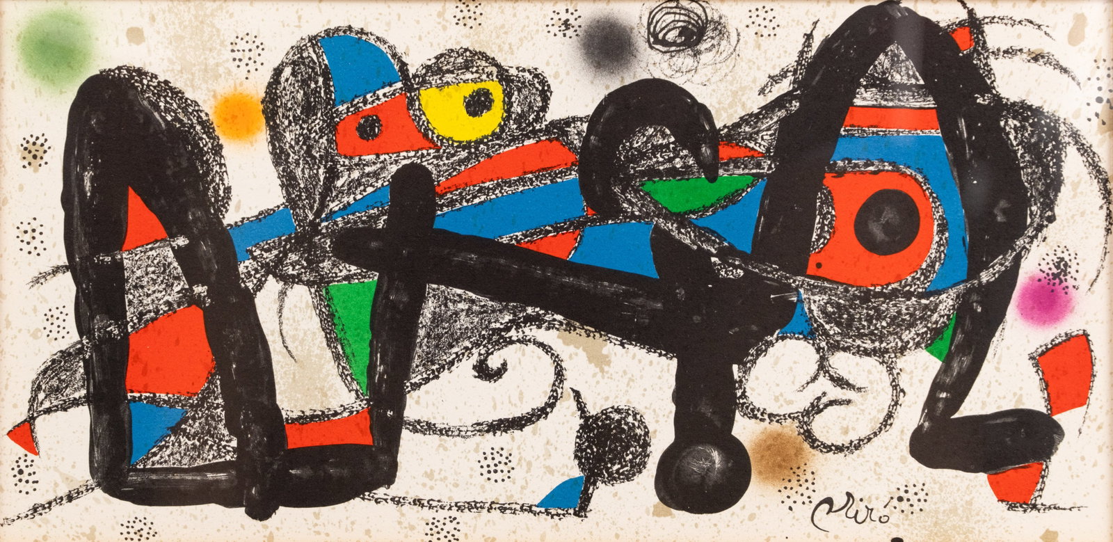 Joan Miro 'Portugal' First State Lithograph: A Joan Miro (Spanish 1893-1983) first state original lithograph titled 'Portugal'. Signed in print lower right. Also including a certificate of authenticity. Presented in a frame behind glass. Sight: 