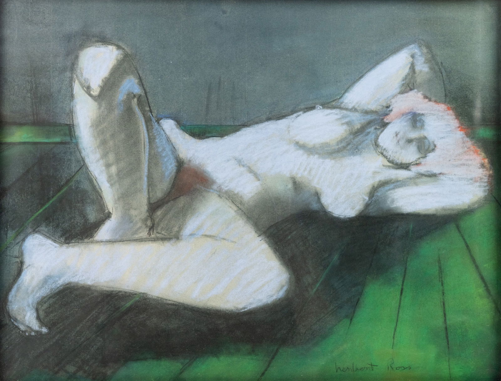 Herbert Ross 'Venus Awaiting' Pastel on Paper: A Herbert Ross (American, 1895-1989) pastel on paper titled 'Venus Awaiting' depicting a nude woman laying on her back. Signed lower right. Presented in a black and gilt frame. Provenance: From the pr
