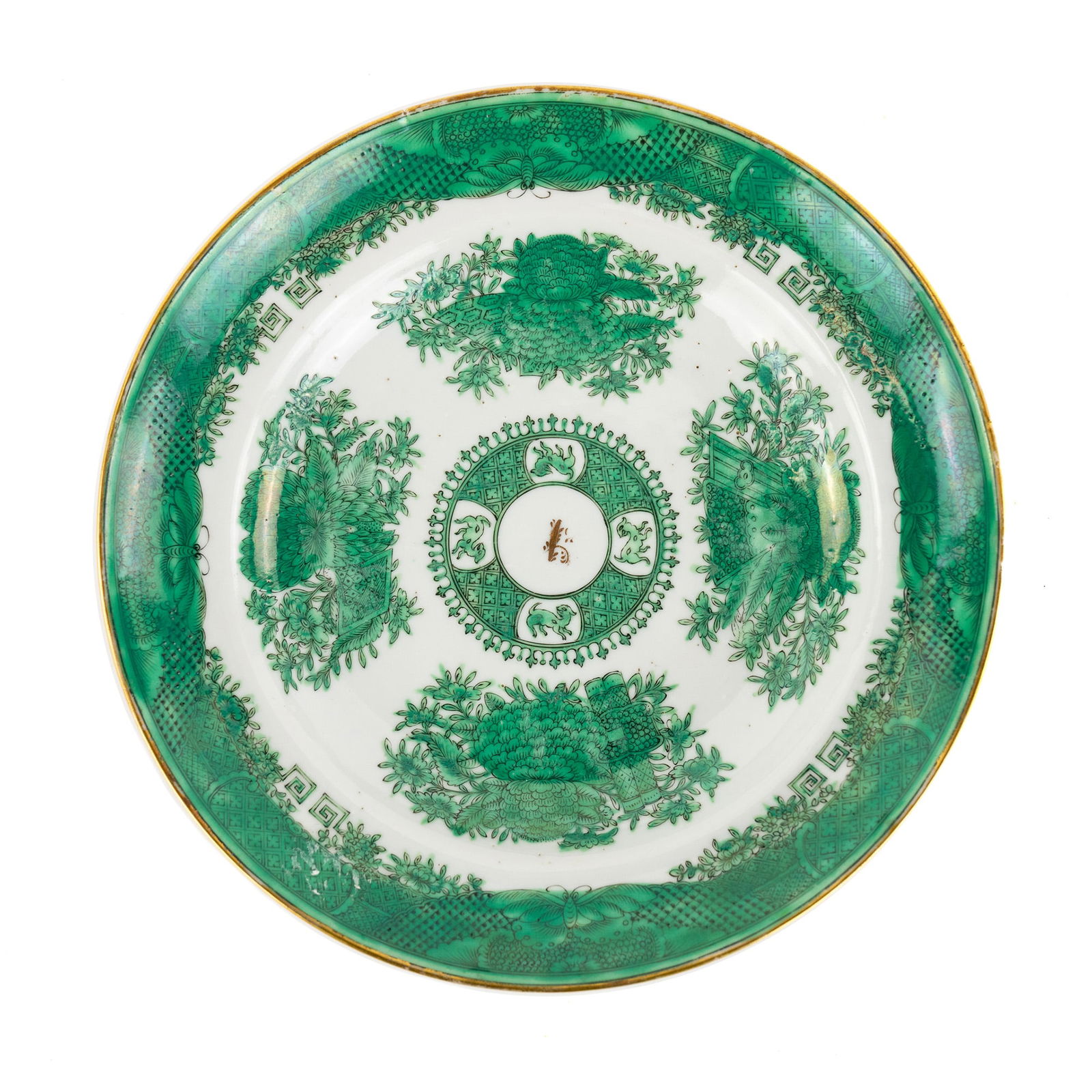 19th C Fitzhugh Green Armorial Chinese Export Plate (1 of 8)