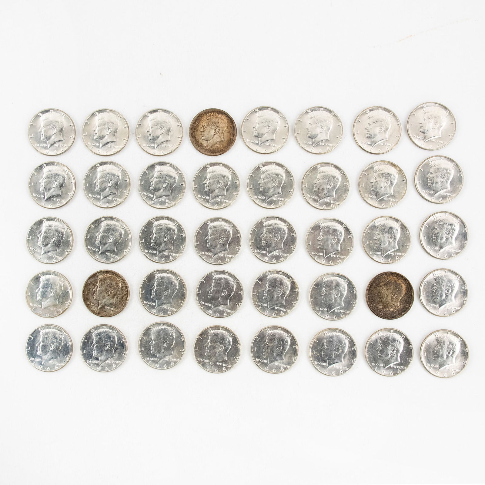 (40) Group of 1964 Silver Kennedy Half Dollar Coins (1 of 2)