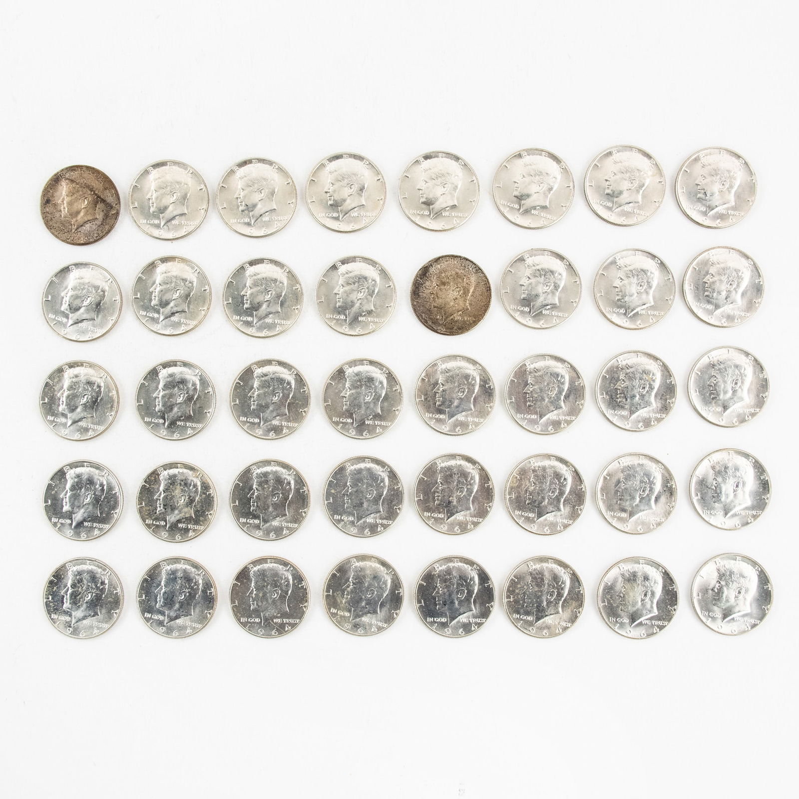 (40) Group of 1964 Silver Kennedy Half Dollar Coins (1 of 2)