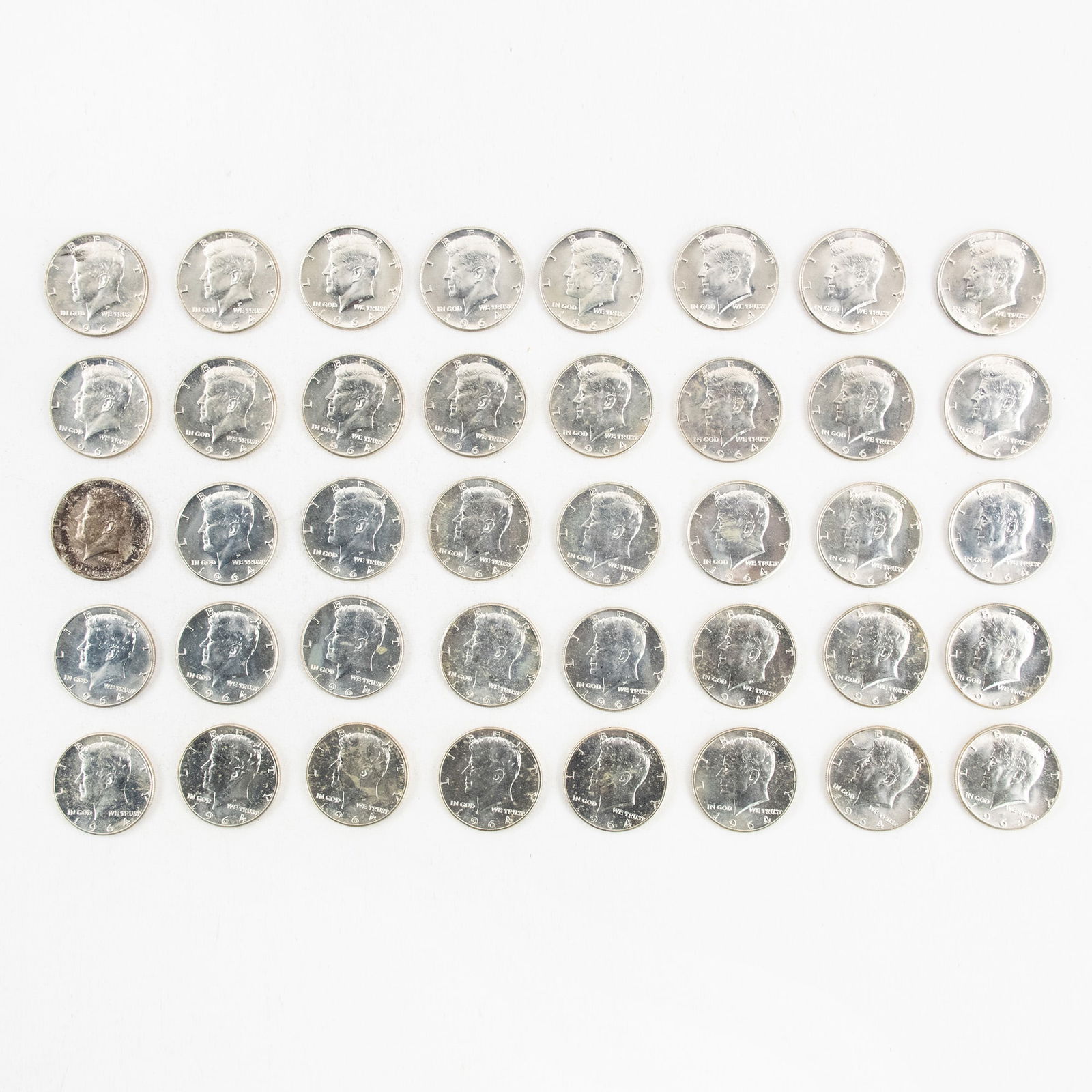 (40) Group of 1964 Silver Kennedy Half Dollar Coins (1 of 2)