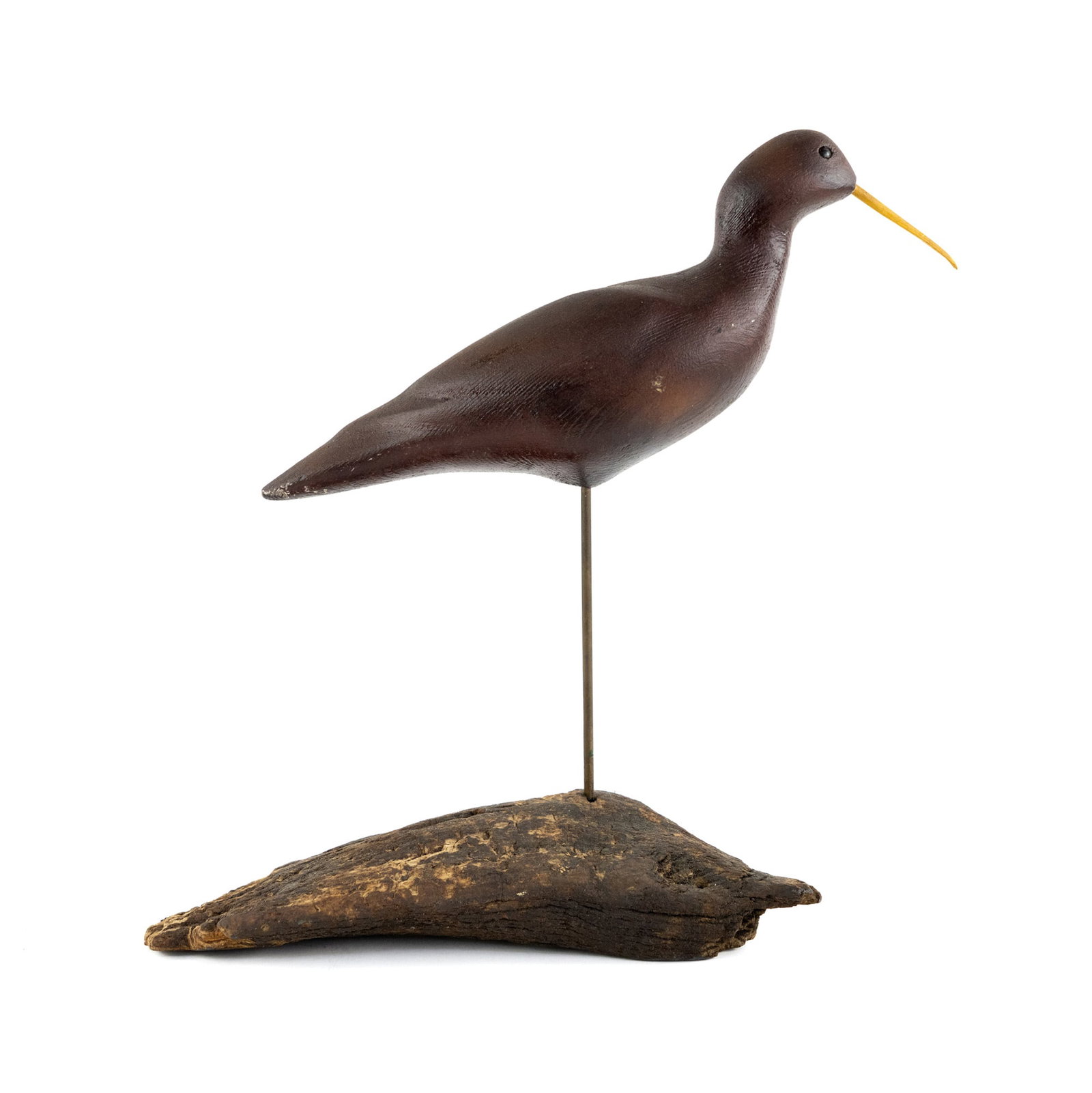 Hand Carved Stained Wood Shore Bird Figure on Wood Base (1 of 10)