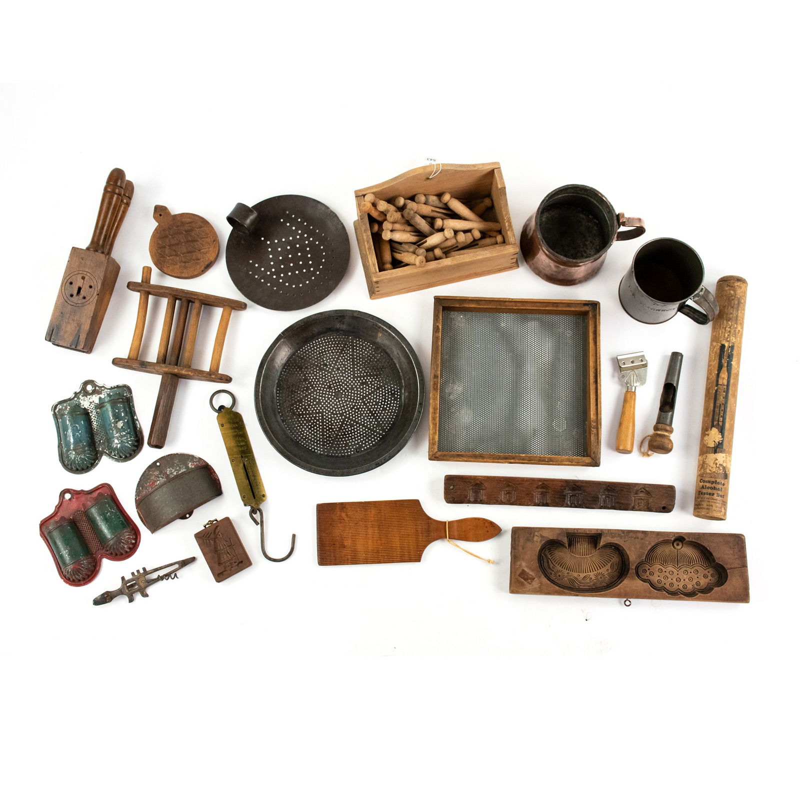 Collection of Antique Wooden and Metal Kitchen Tools (1 of 11)