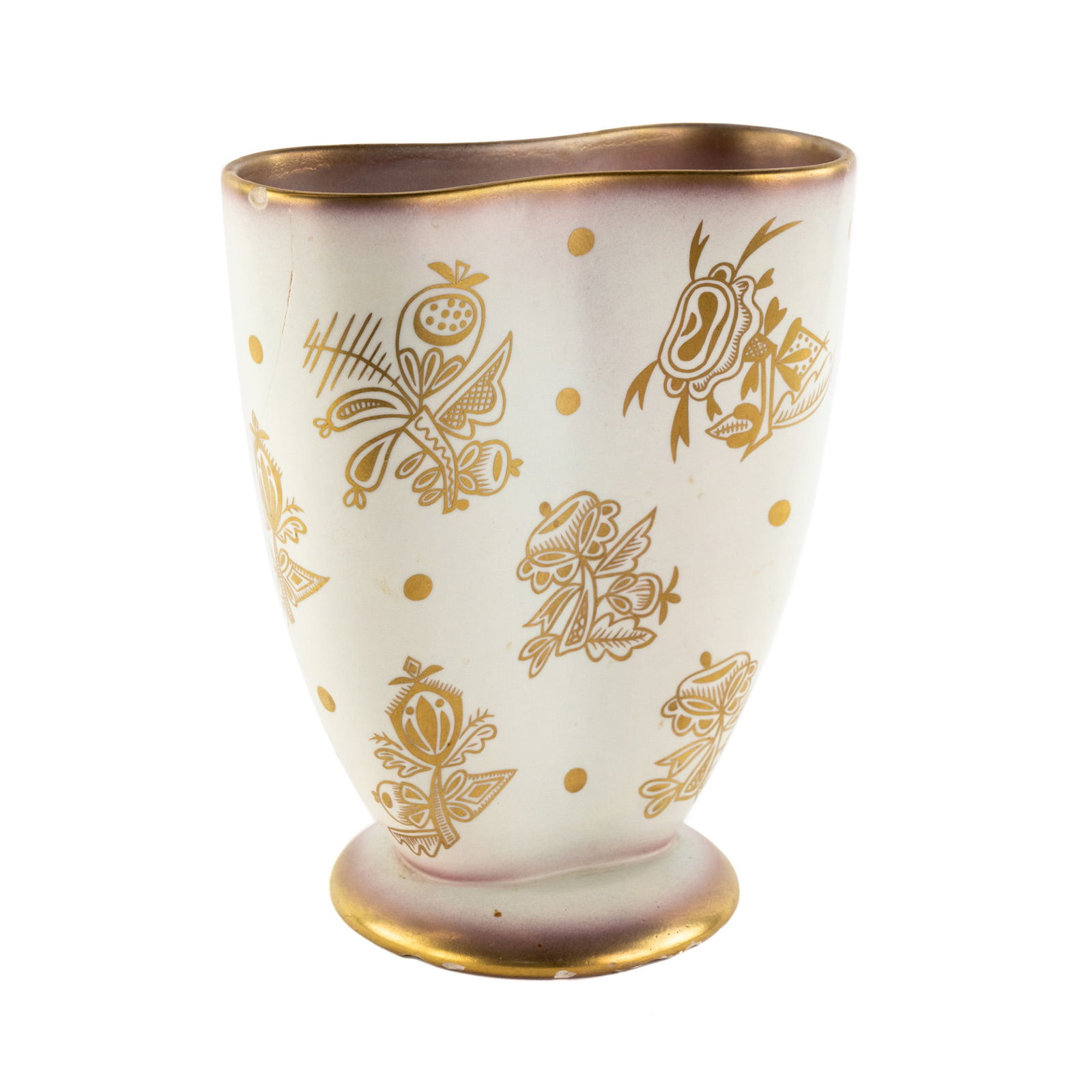 Lenci Turin Ceramic Stencil Decorated Pinched Vase (1 of 7)