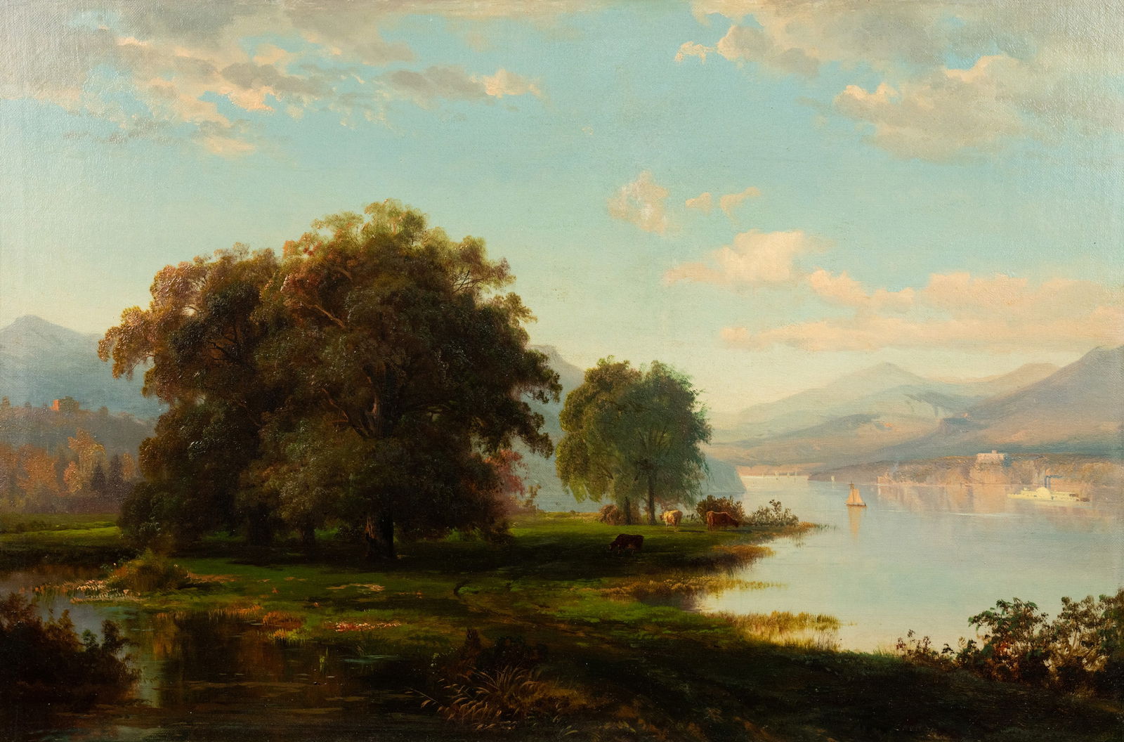 Attributed JH Carmiencke River Landscape Oil on Canvas (1 of 13)