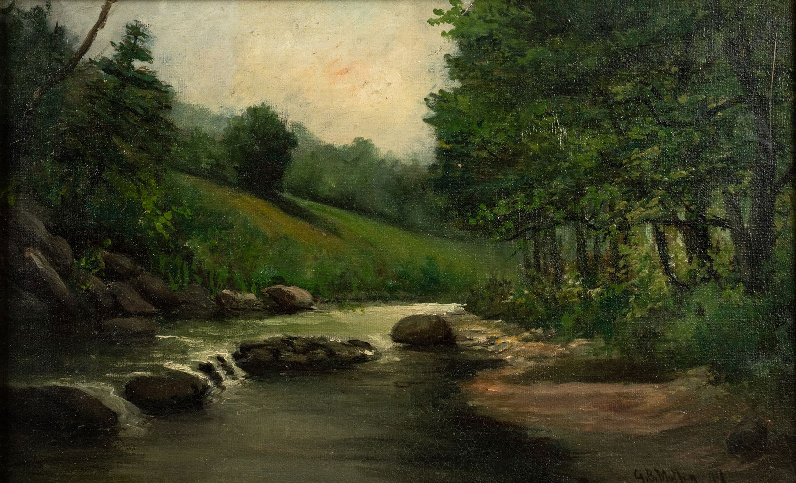 G.B. Mullen 'The Trout Stream' Oil on Canvas Painting (1 of 10)