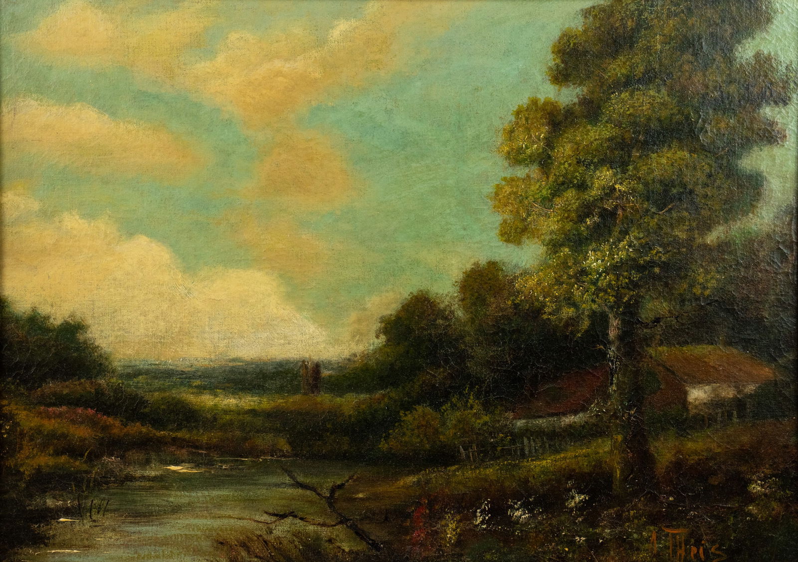 Heinz Theis Pastoral Landscape Oil on Canvas Painting (1 of 12)