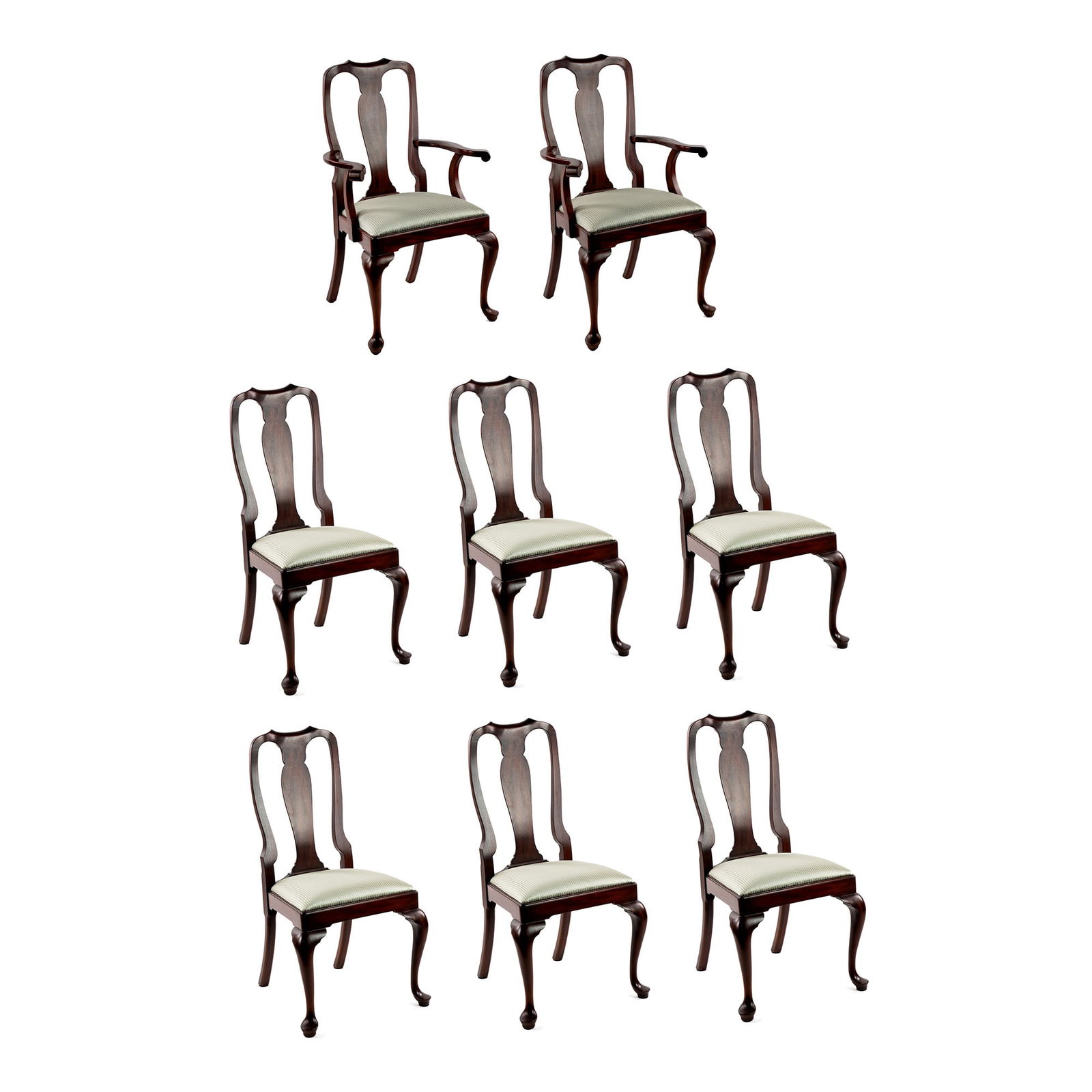 (8) Henkel-Harris Mahogany Queen Anne Dining Chair Set (1 of 16)