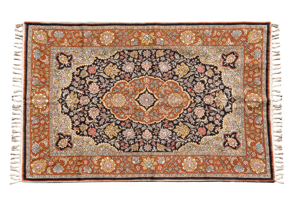 Keshan Crewel Stitch Chain Stitch Tapestry Rug (1 of 13)