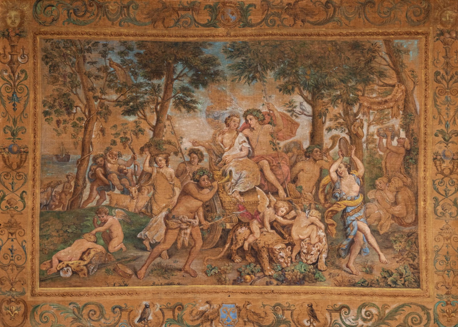 Monumental 19th C 'The Triumph of Bacchus' Oil on Tapestry (1 of 20)