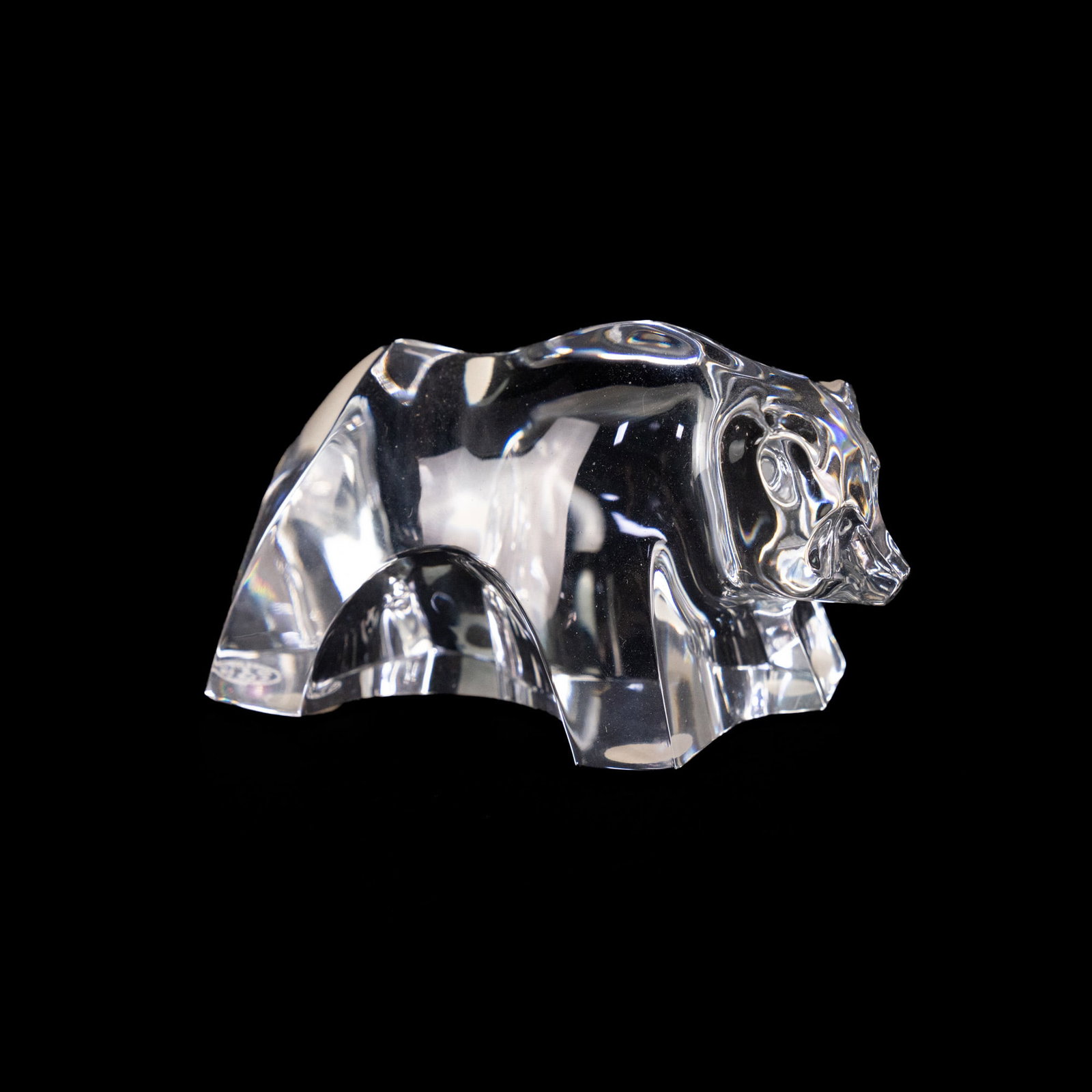 Baccarat Cut Crystal Grizzly Bear Figurine Paperweight: A Baccarat cut crystal grizzly bear figurine or paperweight. Incised and stickered 'Baccarat' on underside.