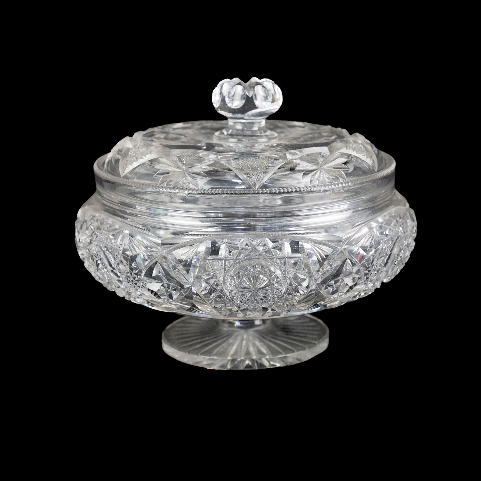 Hawkes Cut Crystal Pedestal Casserole or Candy Dish (1 of 13)