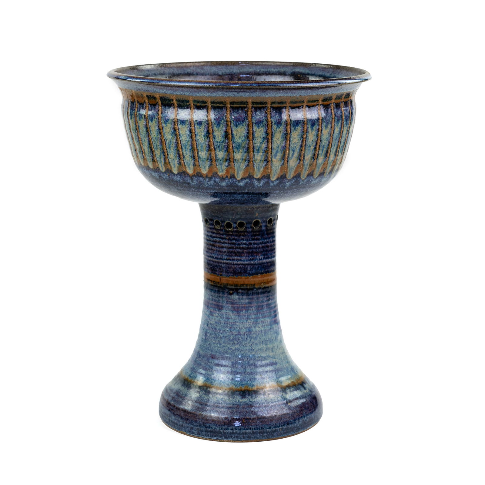 Modern Art Pottery Stoneware Footed Bowl Signed (1 of 8)