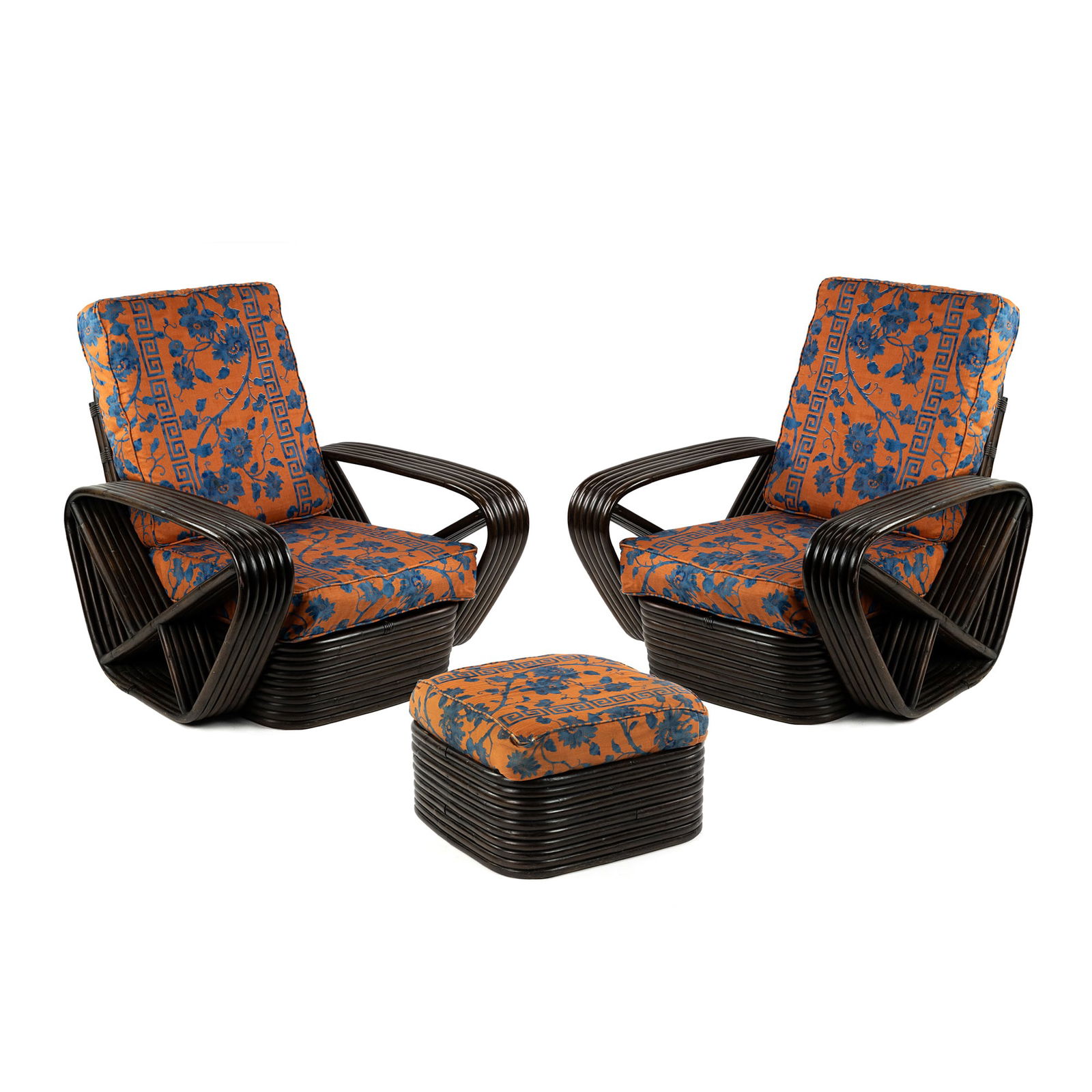 (3) Paul Frankl Chocolate Pretzel Armchairs & Ottoman (1 of 20)