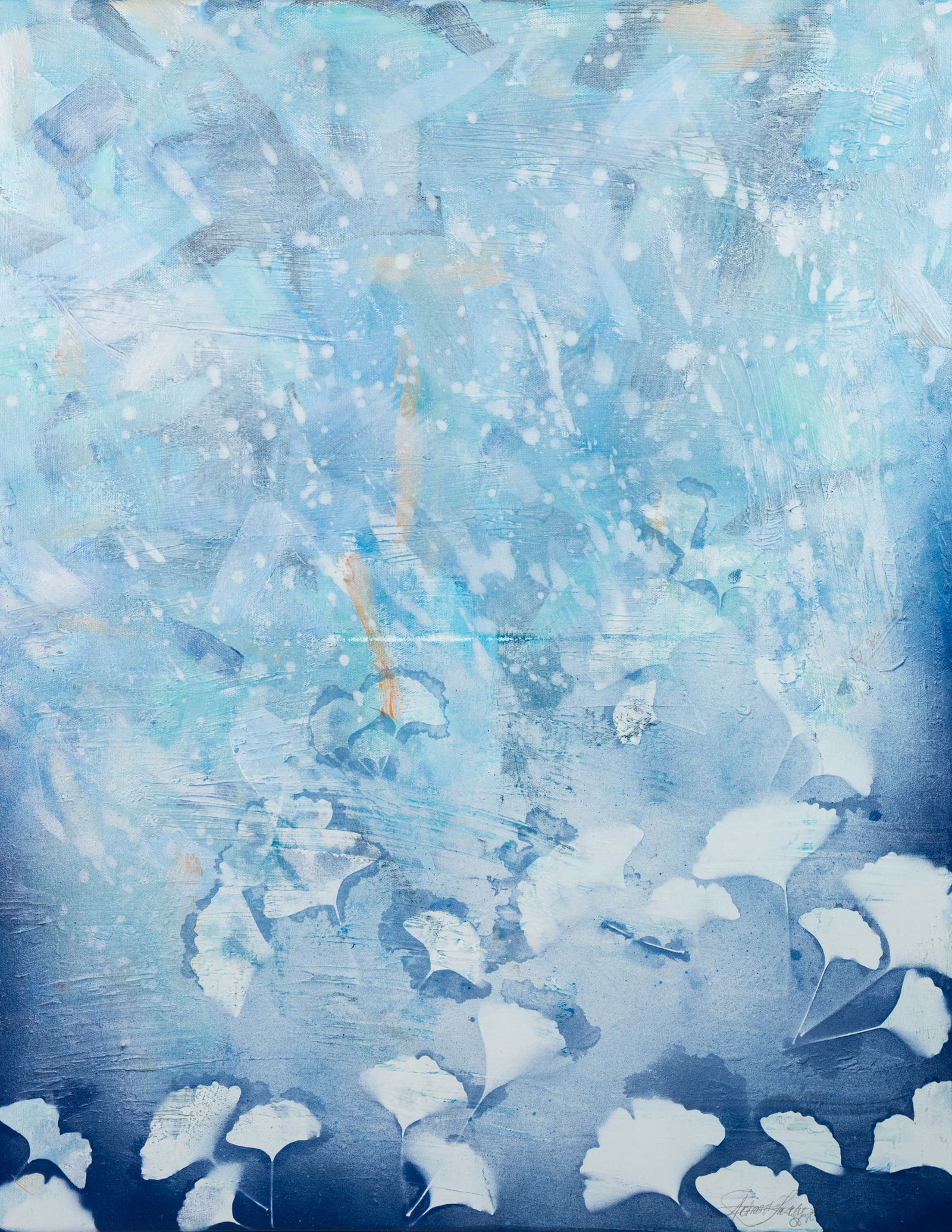 Richard Satchell Ginko Leaves Oil on Canvas Painting (1 of 10)