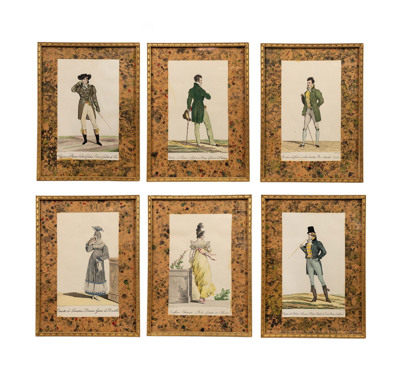 (6)  E.J. Horace Vernet Fashion Aquatint Engravings (1 of 14)