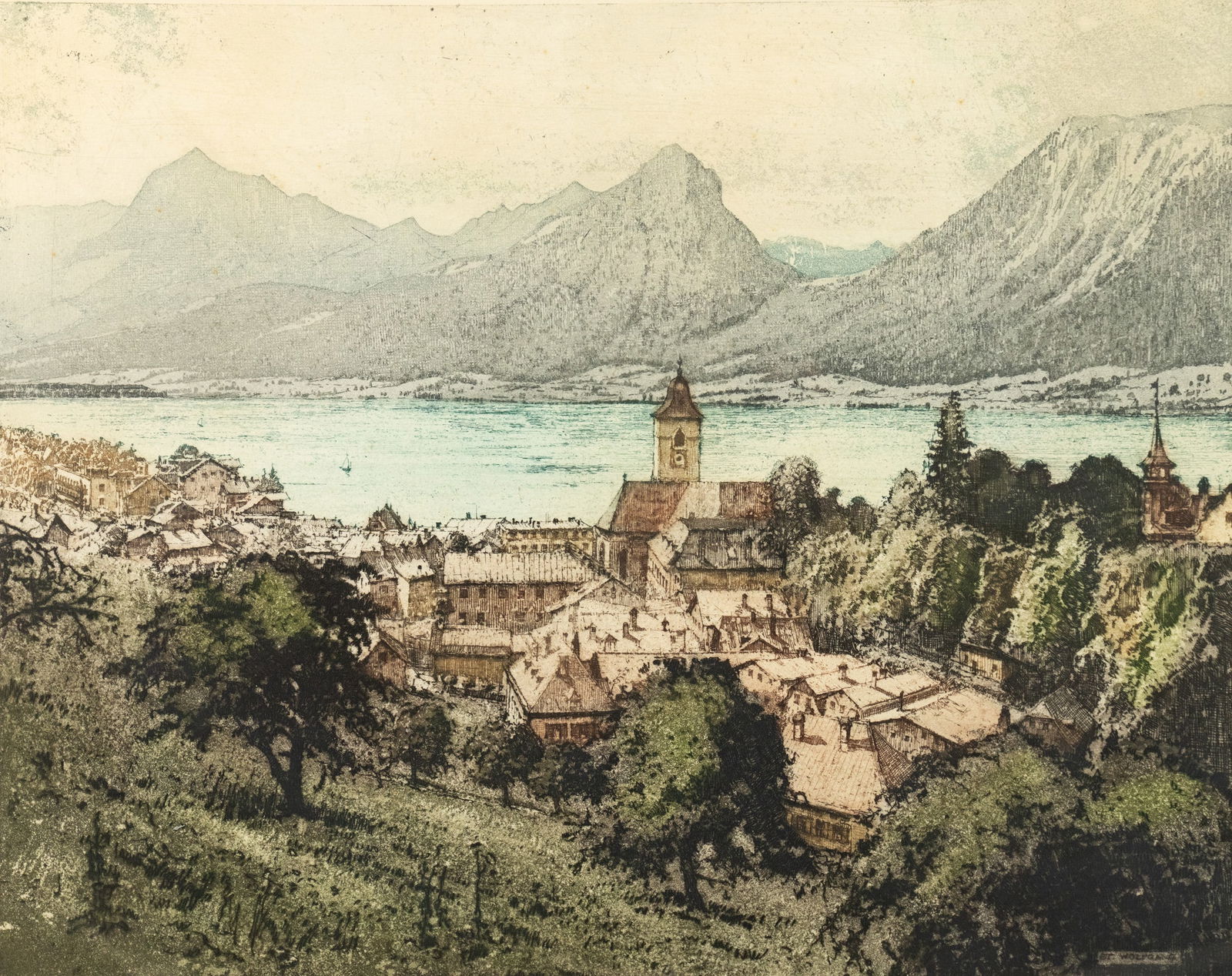 Josef Eidenberger 'St. Wolfgang' Signed Landscape Etching (1 of 11)