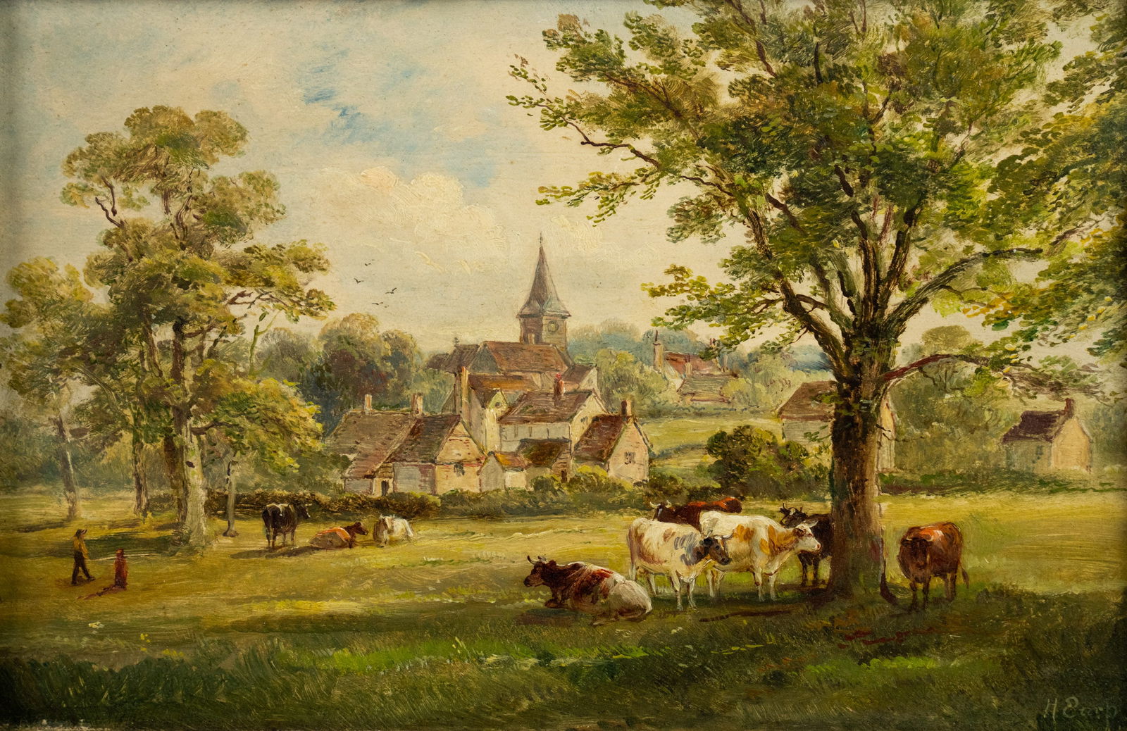 William Henry Earp Pastoral Landscape Oil on Board (1 of 8)