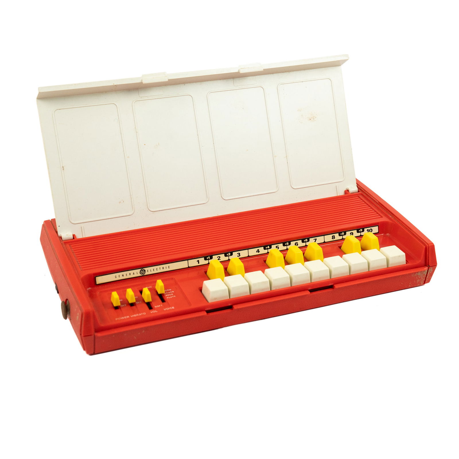 General Electric Tote-A-Tune Keyboard: A General Electric tote-a-tune keyboard in red and white. Untested.