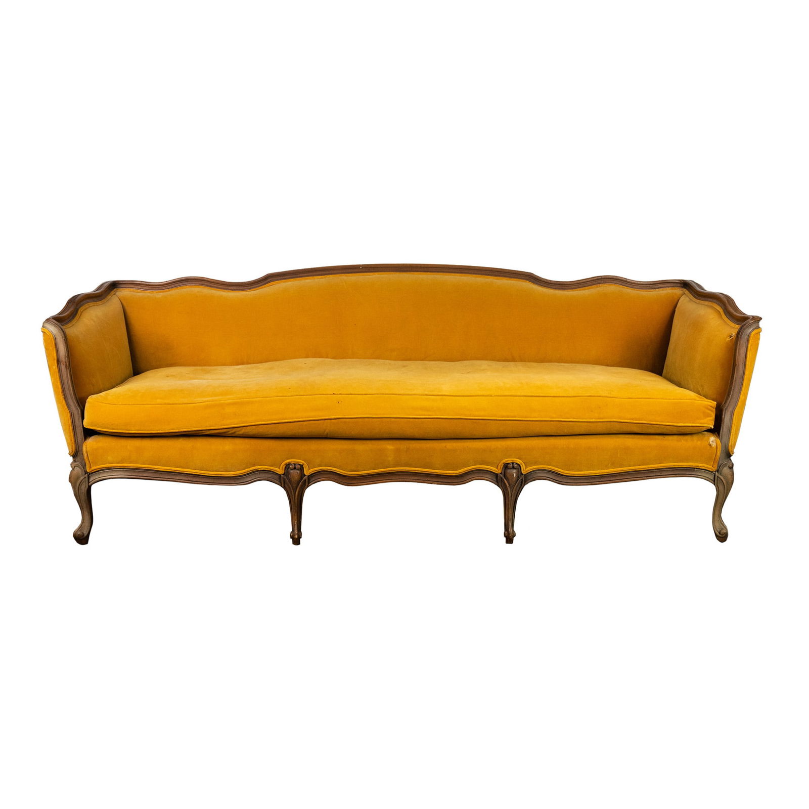 French Provincial Style Mustard Yellow Sofa (1 of 18)