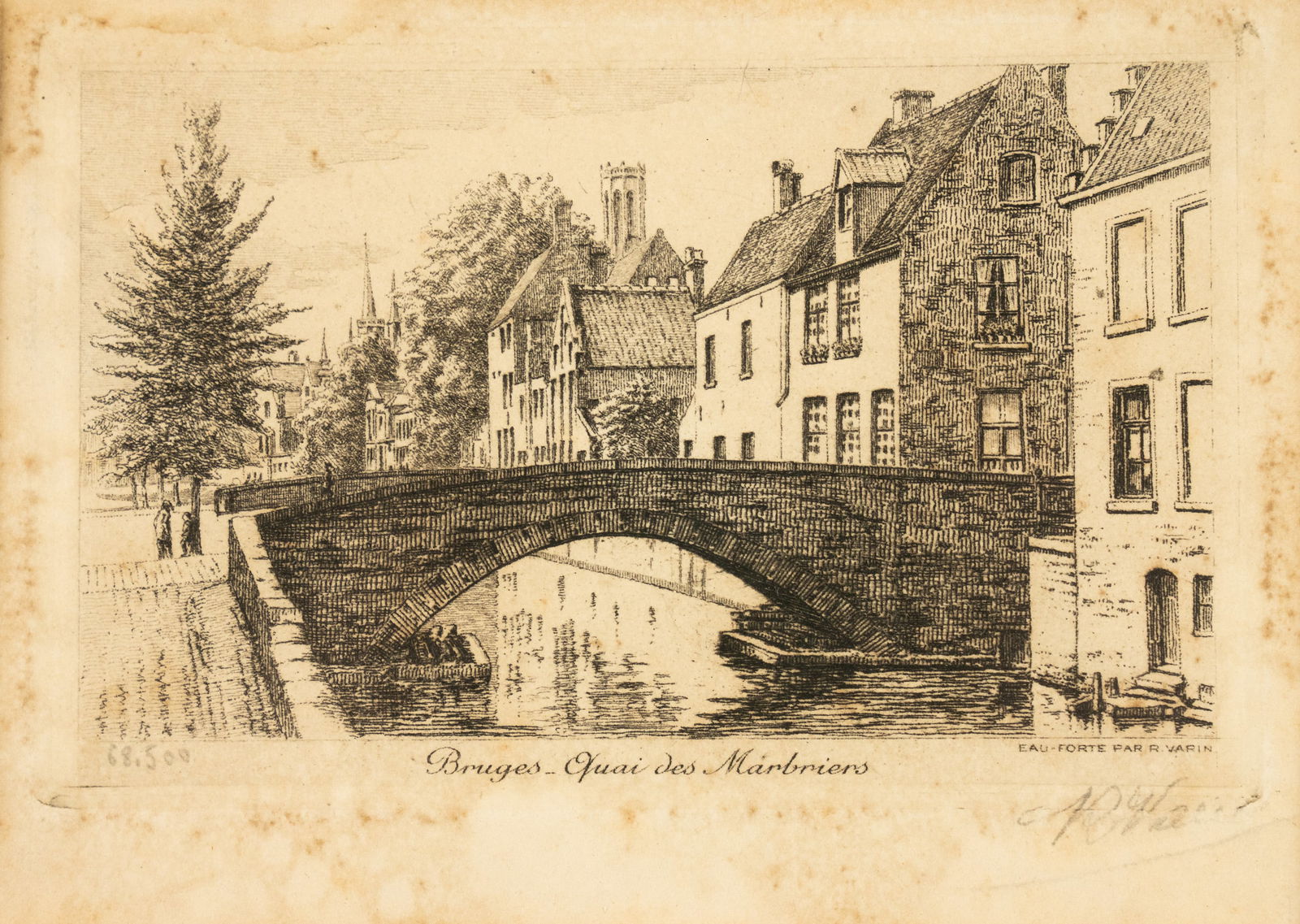 Rene Varin 'Bruges Quai des Marbriers' Etching (1 of 6)