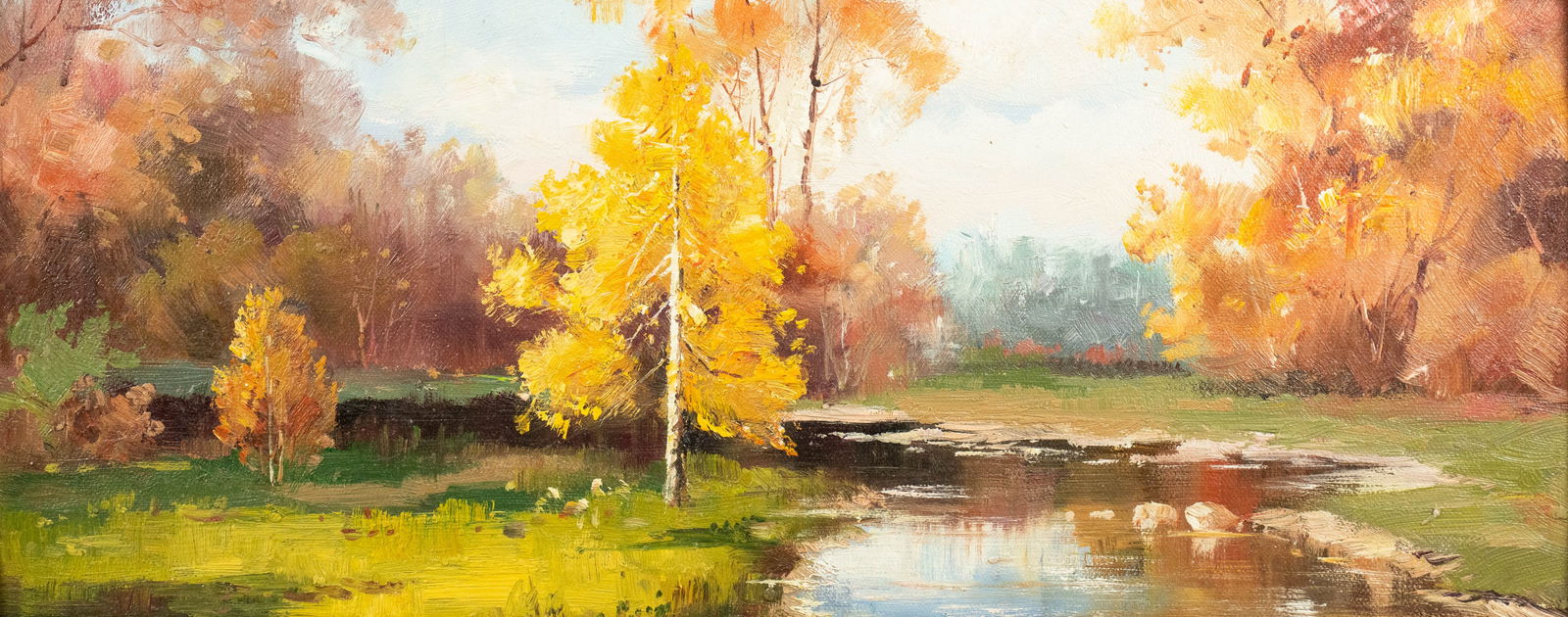 Woodland Stream Landscape Oil on Board Painting (1 of 9)