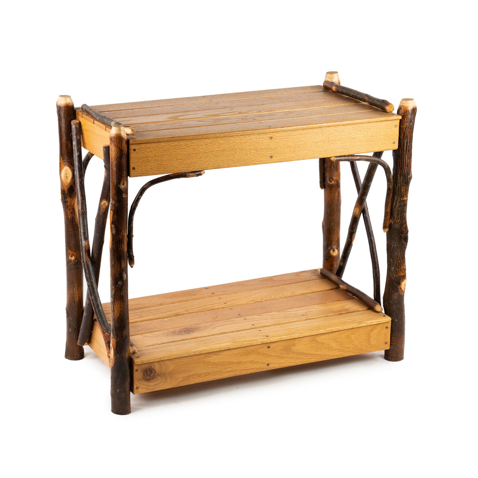 A&L Furniture Co. Amish Hickory & Oak 2 Tier End Table (1 of 7)