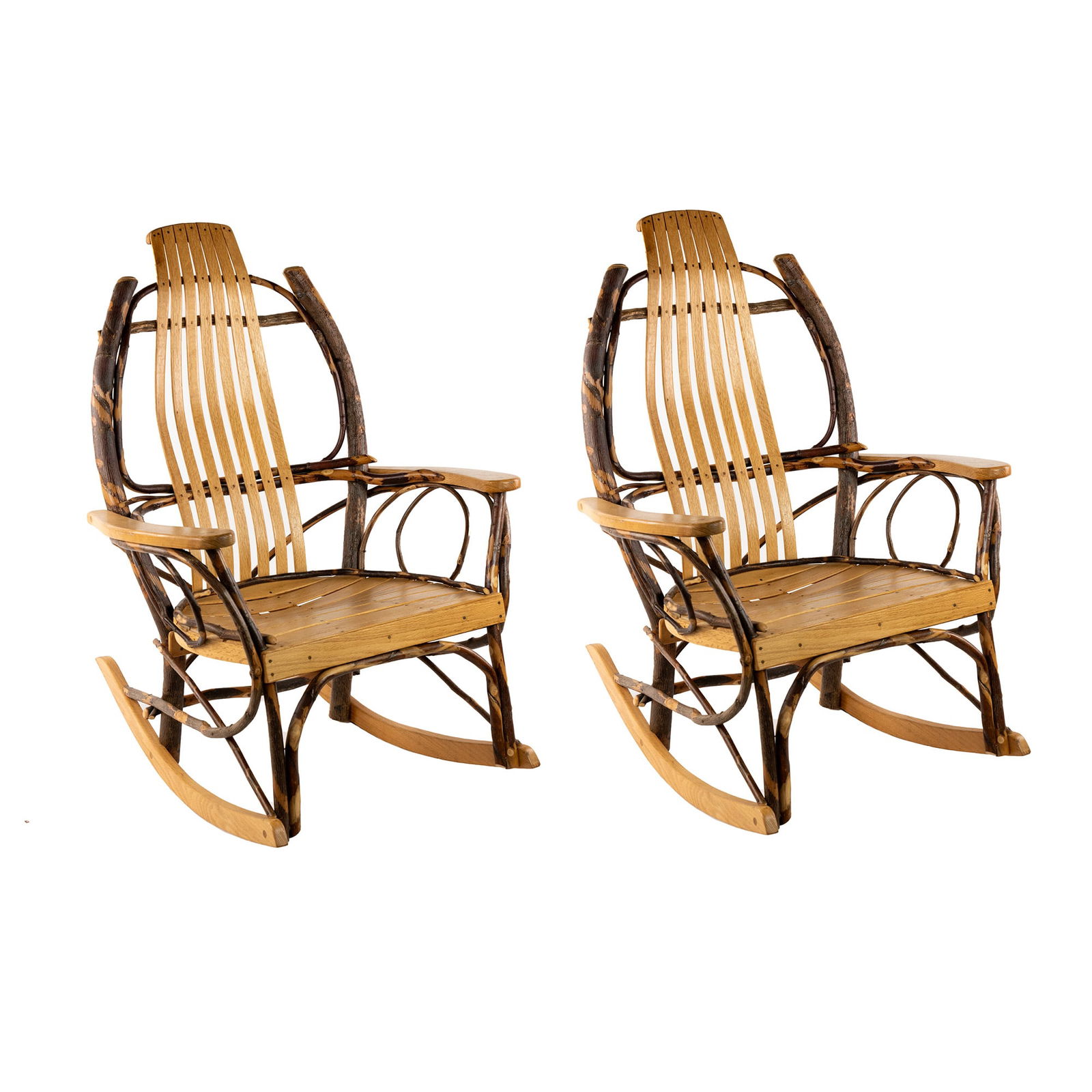 (2) A&L Furniture Co Amish Hickory & Oak Rocking Chairs (1 of 14)