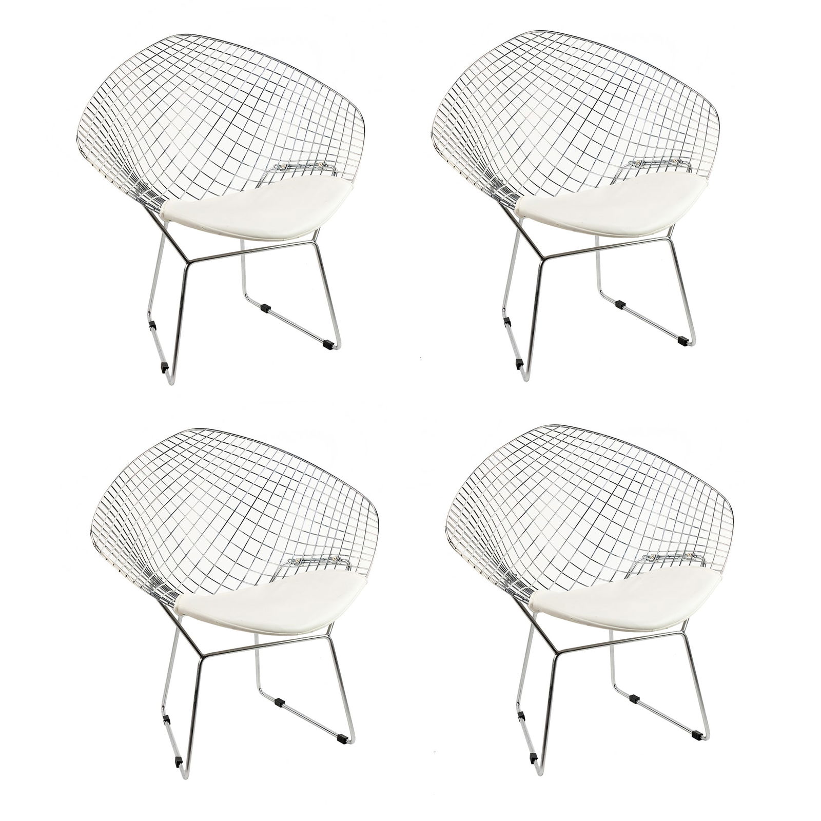 (4) Harry Bertoia Style Diamond Chrome Lounge Chairs (1 of 13)