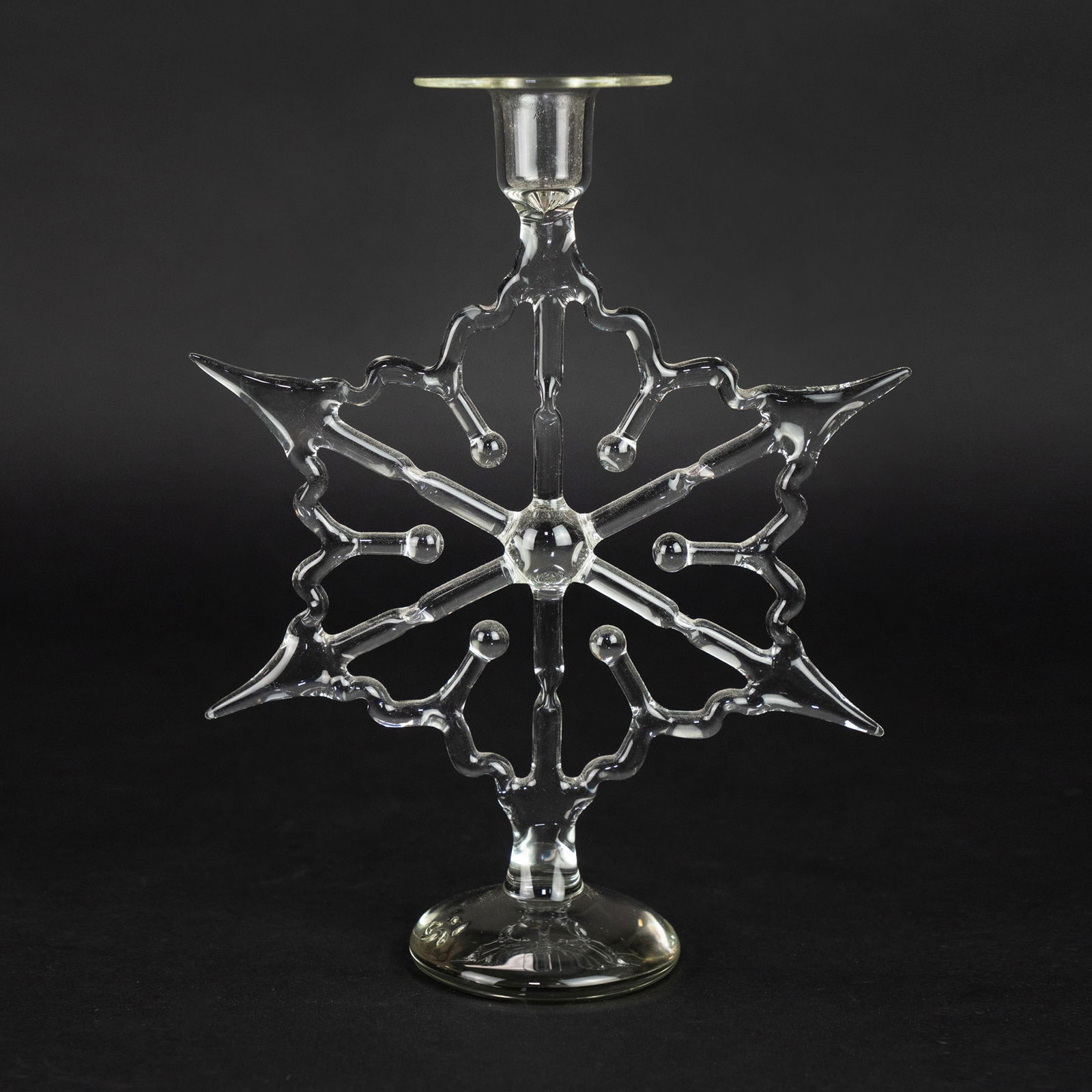 Frabel Studio Art Glass Snowflake Candlestick Holder (1 of 5)