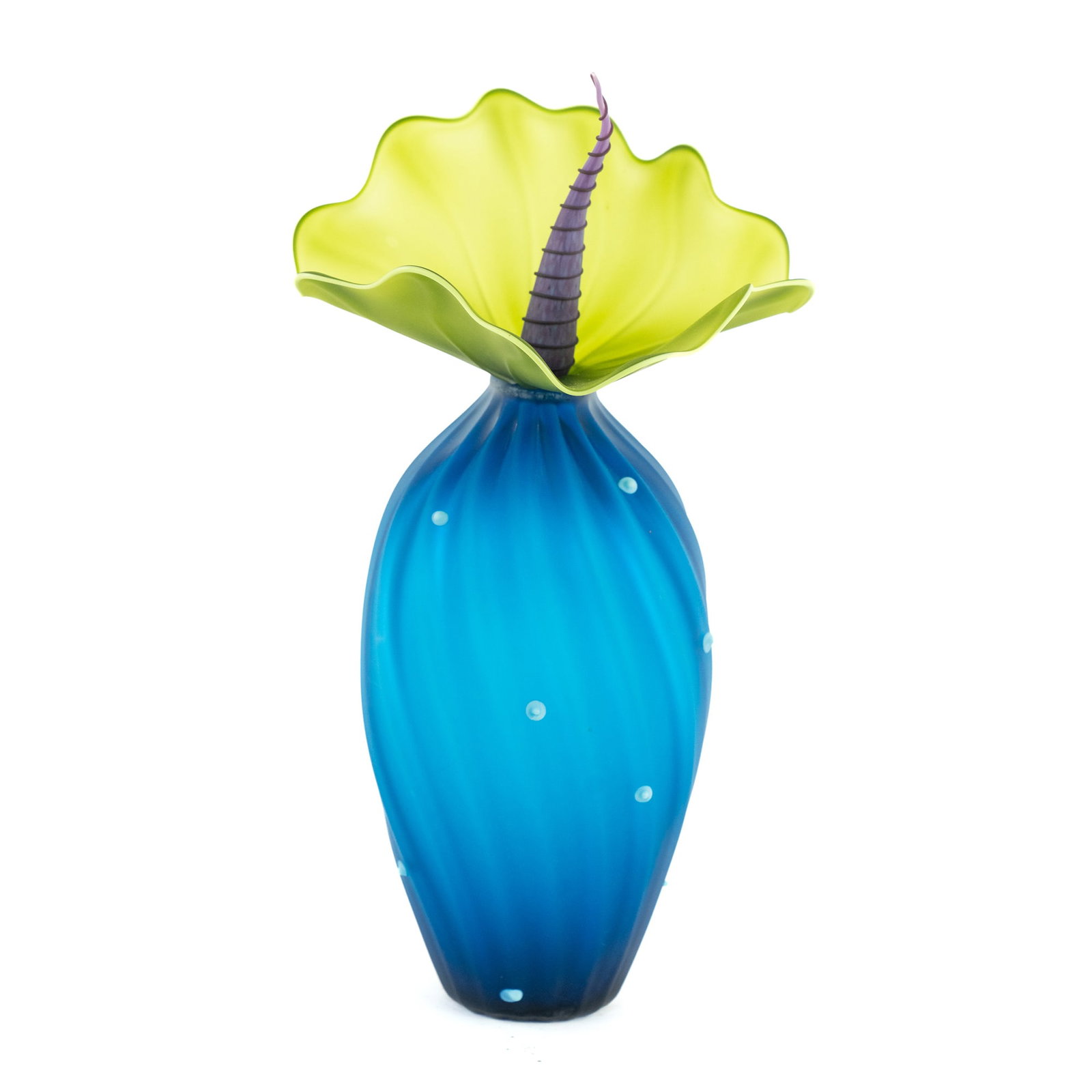 Kliszewski Folk Art Glass Sculpture: Artist Name: Bob and Laurie Kliss Studio: Kliszewski Glass Location: Fresno, California Medium: Studio art glass Description: A hand blown memphis style art glass sculpture; part of the 'Botanical' li