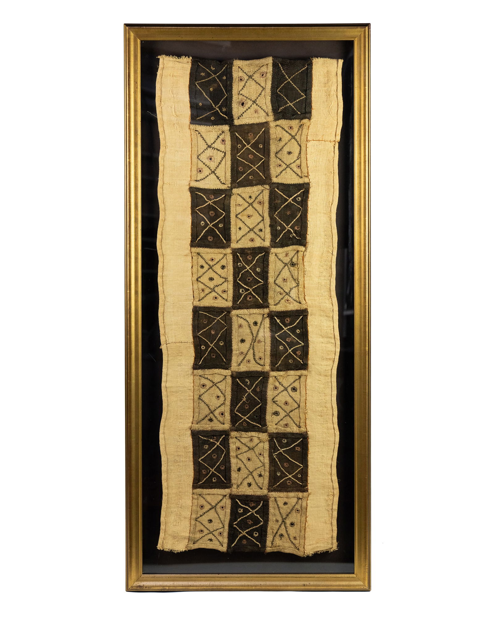 Framed Congolese Raffia Kuba Textile (1 of 7)