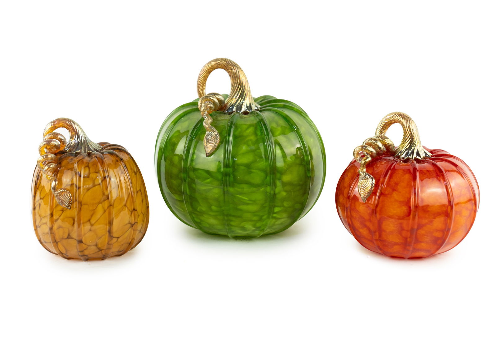 (3) Set of Cohn-Stone Studios Art Glass Pumpkin Sculptures (1 of 10)