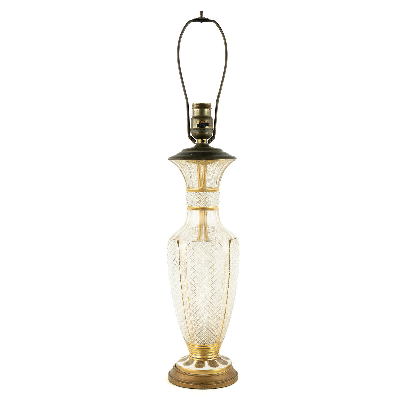 French Cut Crystal and Silhouette Glass Table Lamp (1 of 9)