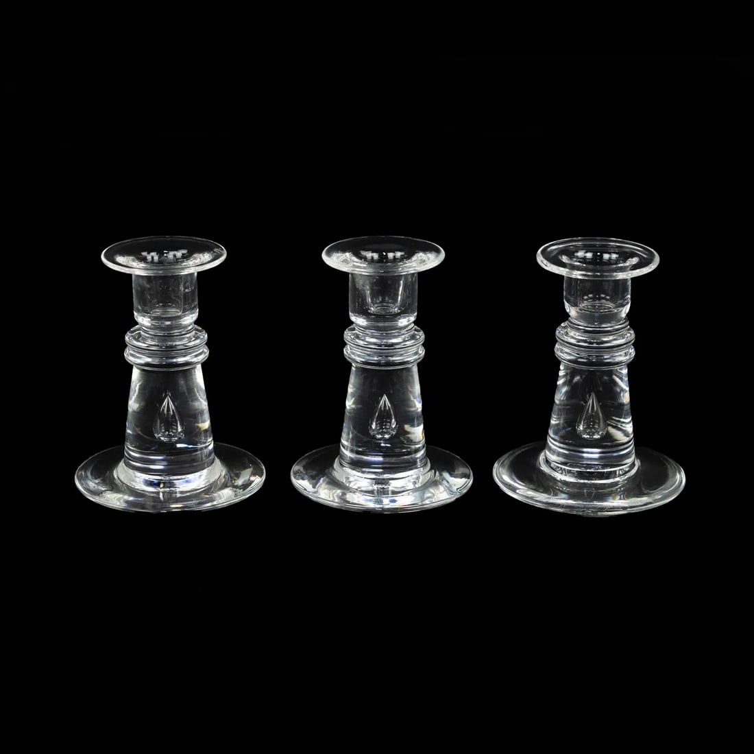 (3) Steuben Crystal Teardrop Candlestick Holders (1 of 9)