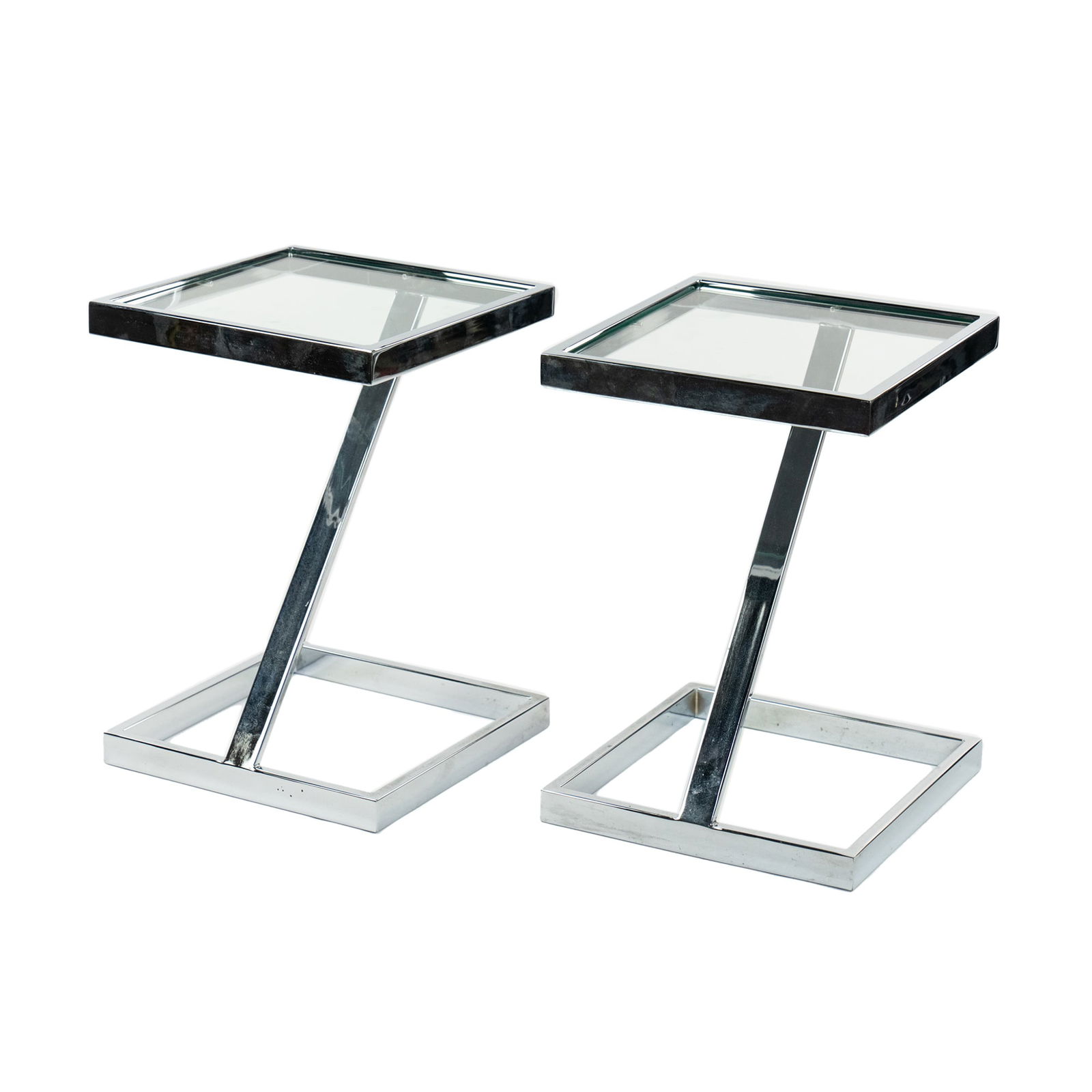 Pair of Pace Style Chrome Cantilever Side Tables (1 of 10)