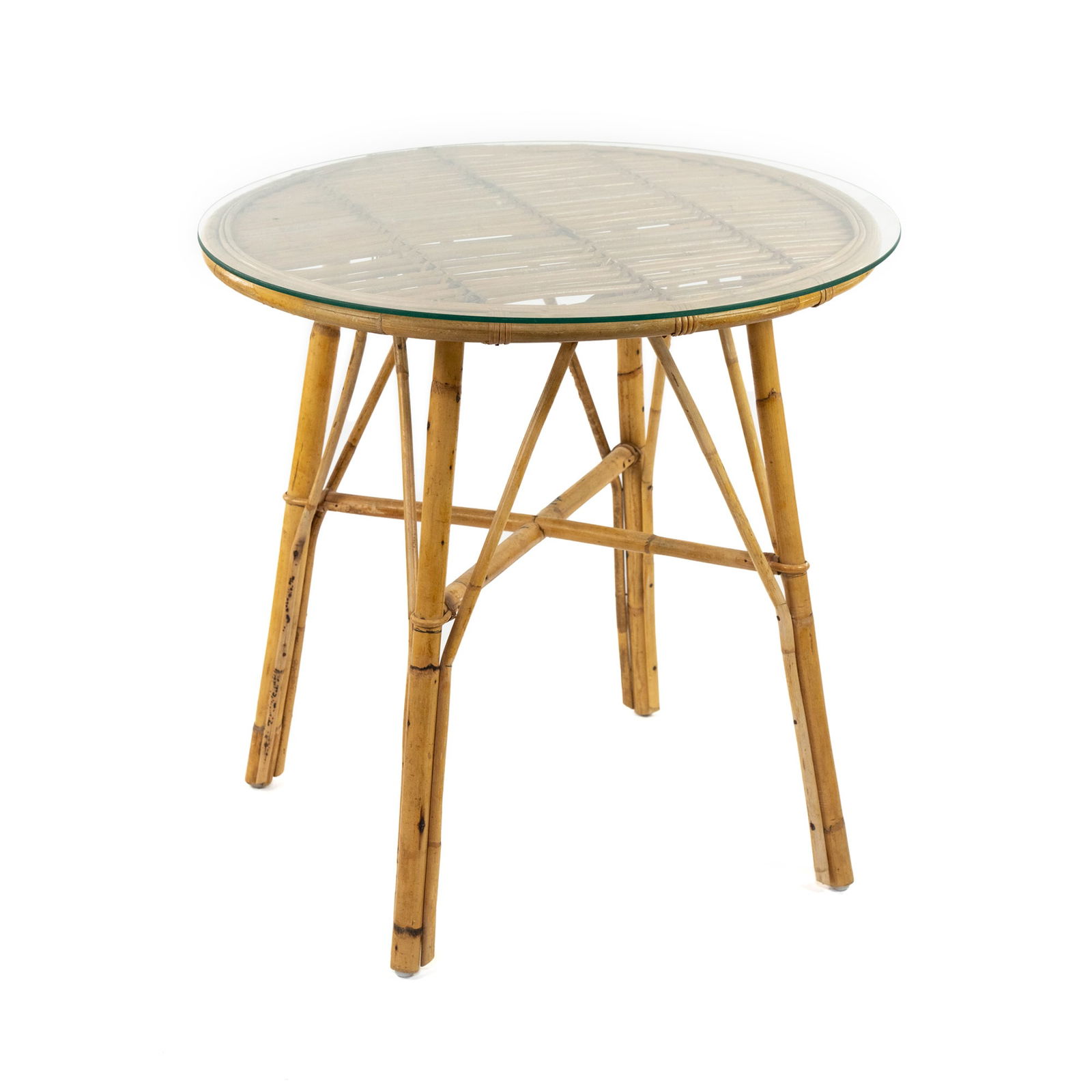 MCM Glass Top Bamboo Cocktail Table (1 of 10)