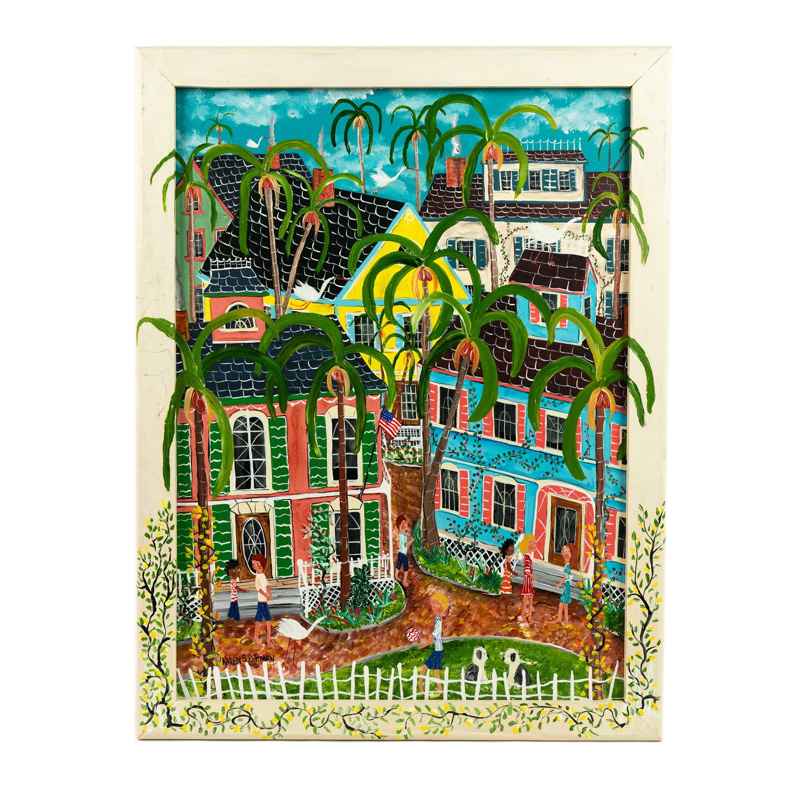 Karen S. Dittman Untitled Folk Art Acrylic on Canvas Painting (1 of 9)